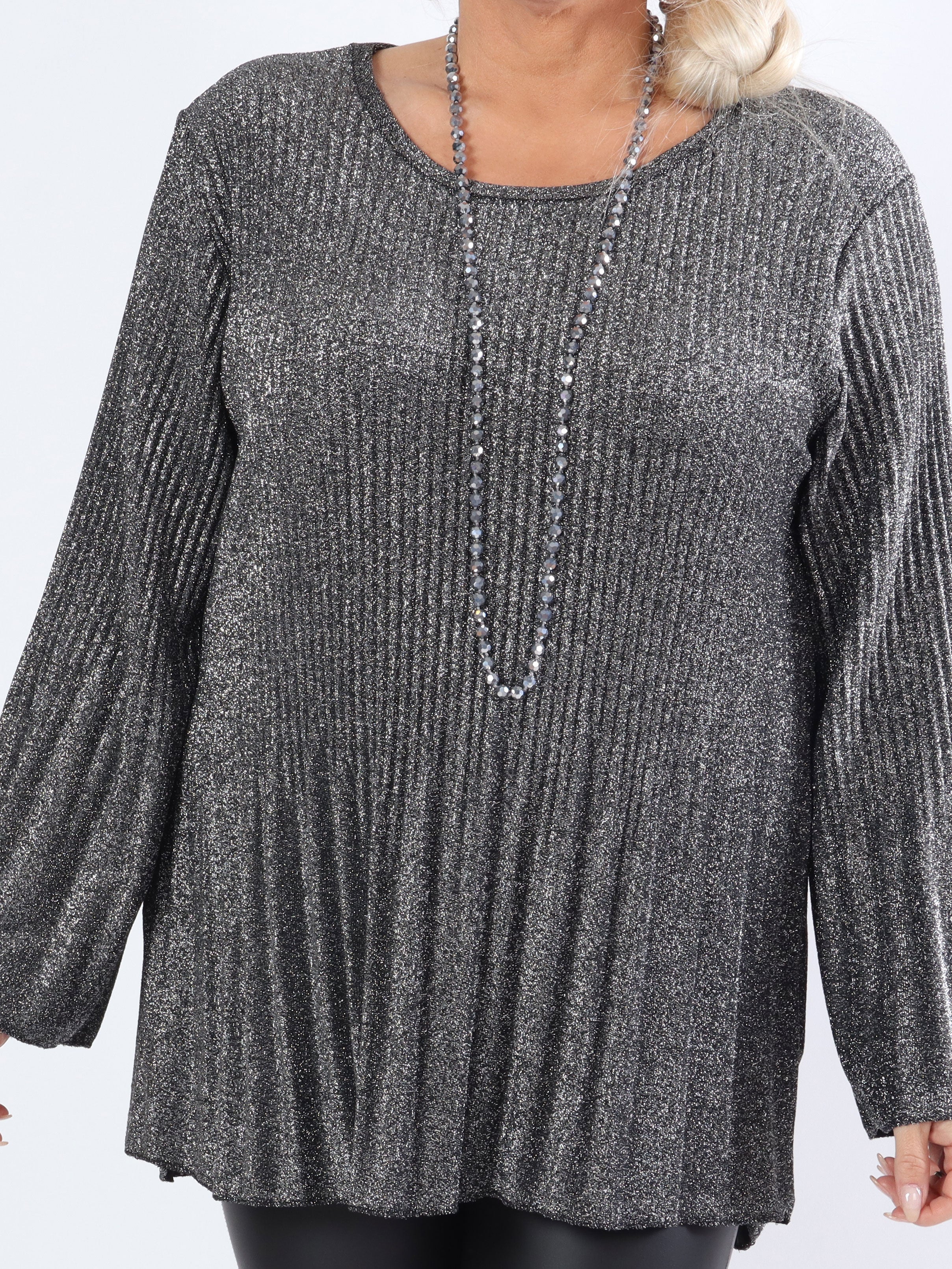 Ricarda - Plus size glimmerblus med veck