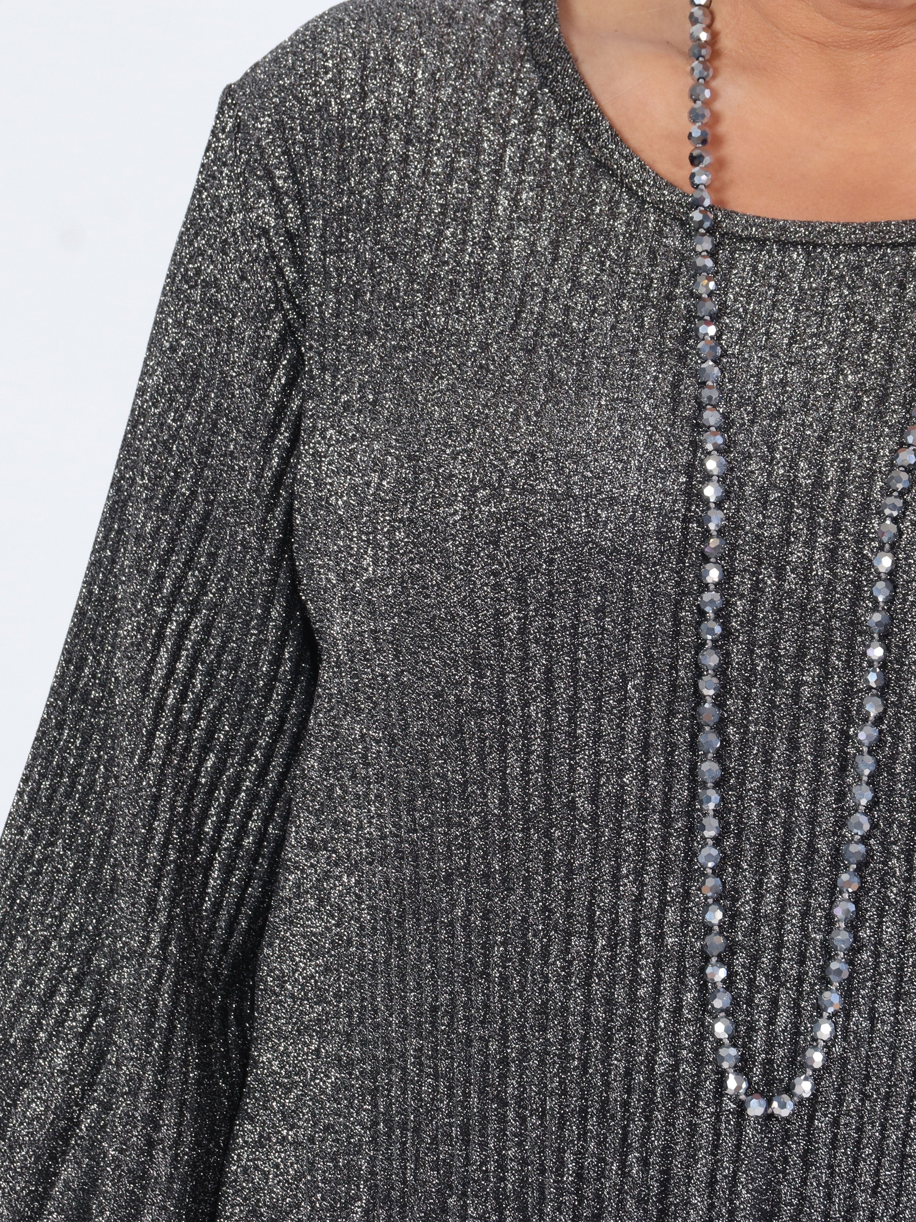 Ricarda - Plus size glimmerblus med veck