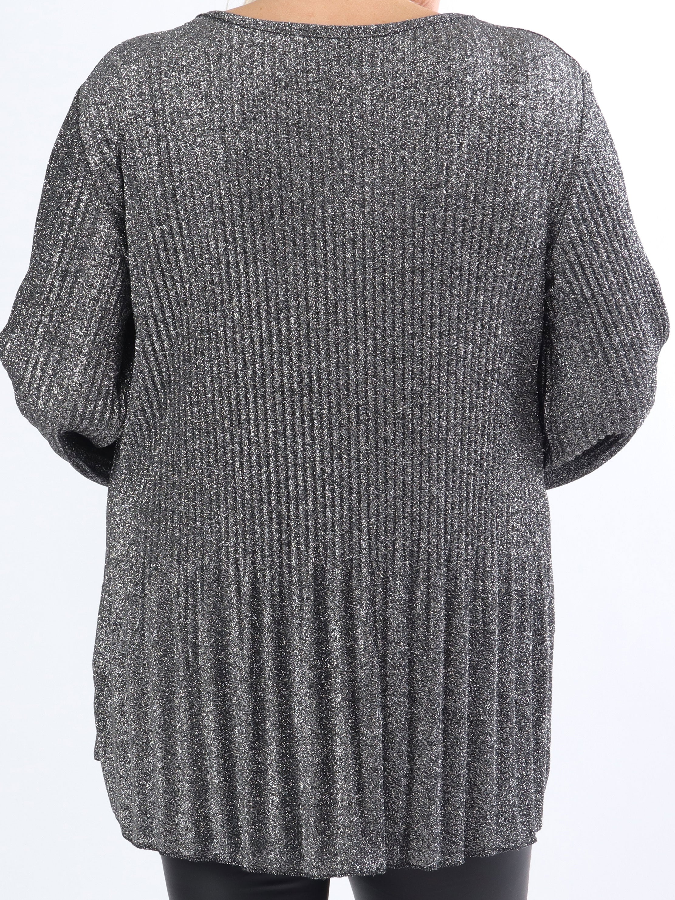 Ricarda - Plus size glimmerblus med veck