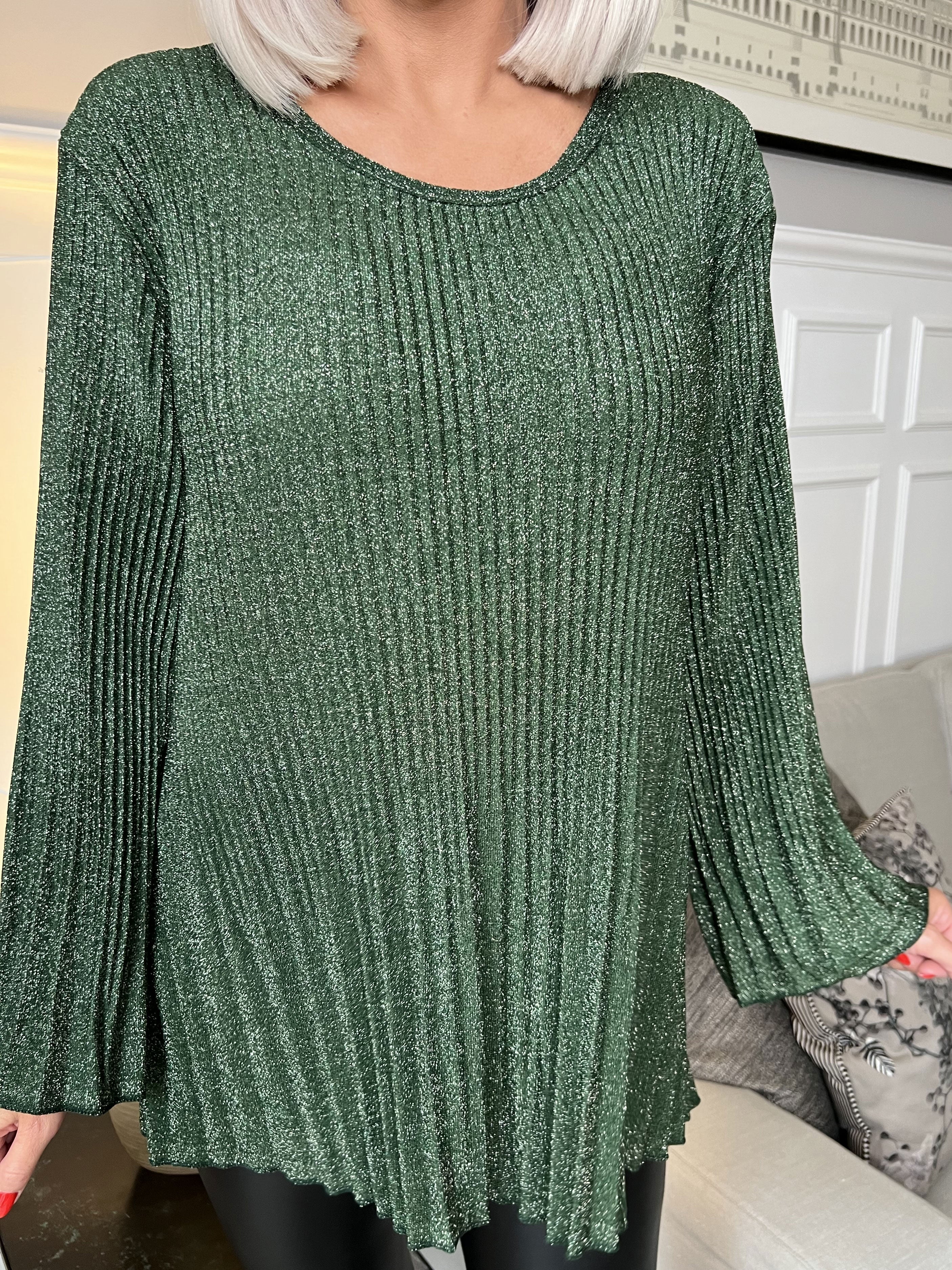 Ricarda - Blus i glimmertyg med veck