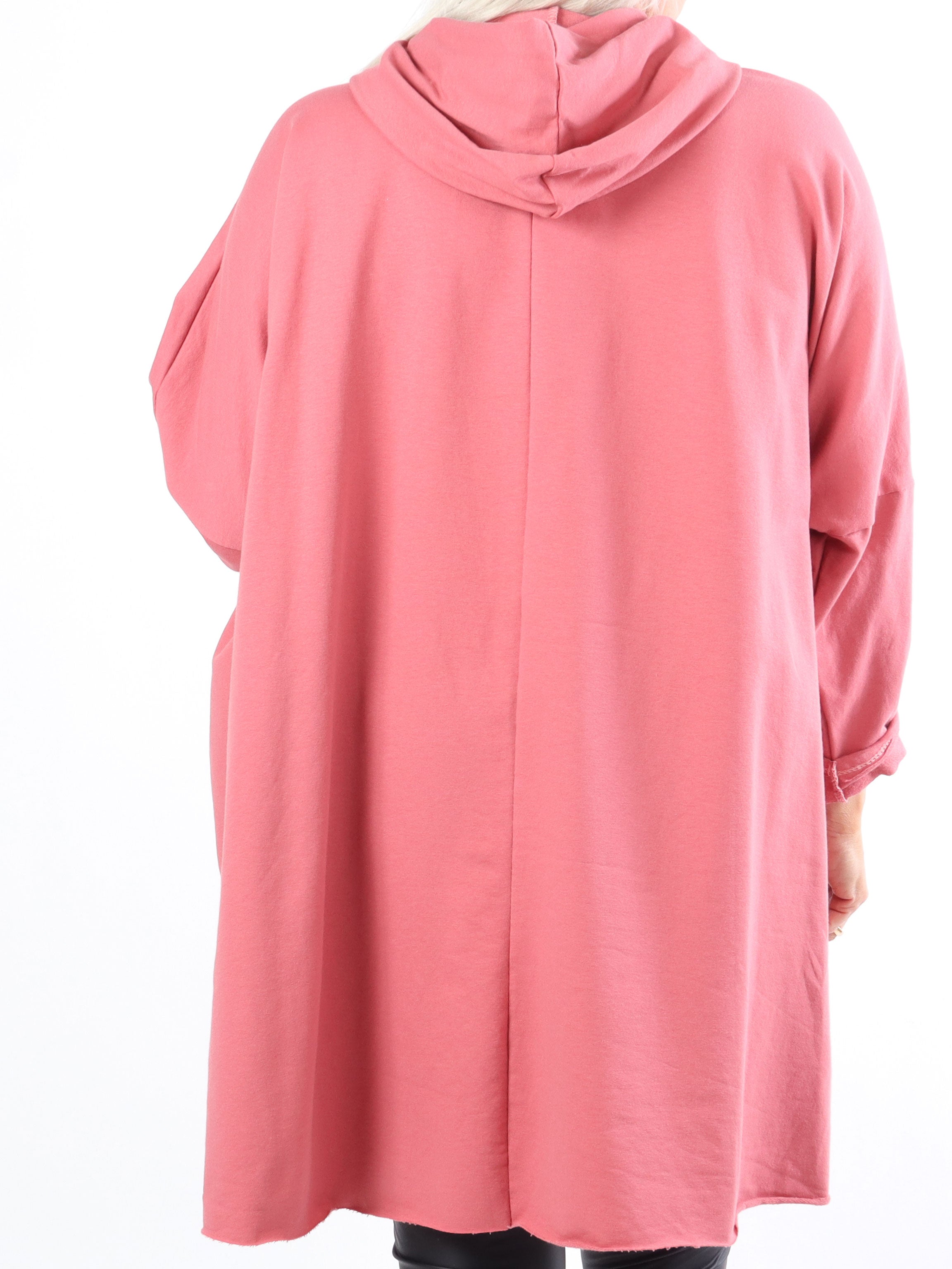 Rock - Cool klänning i stora storlekar med huva och text