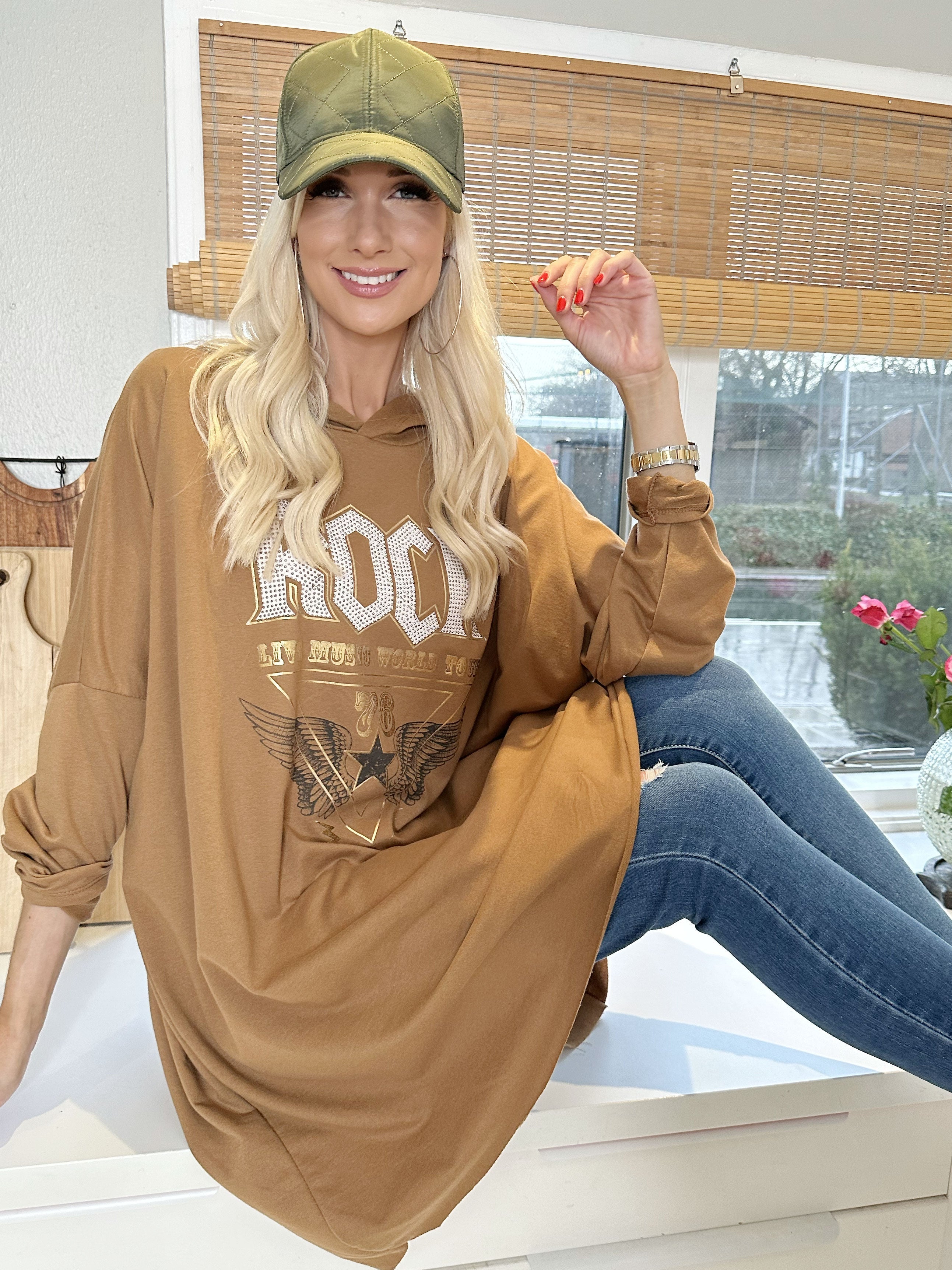 Rock - Cool hoodie klänning med text