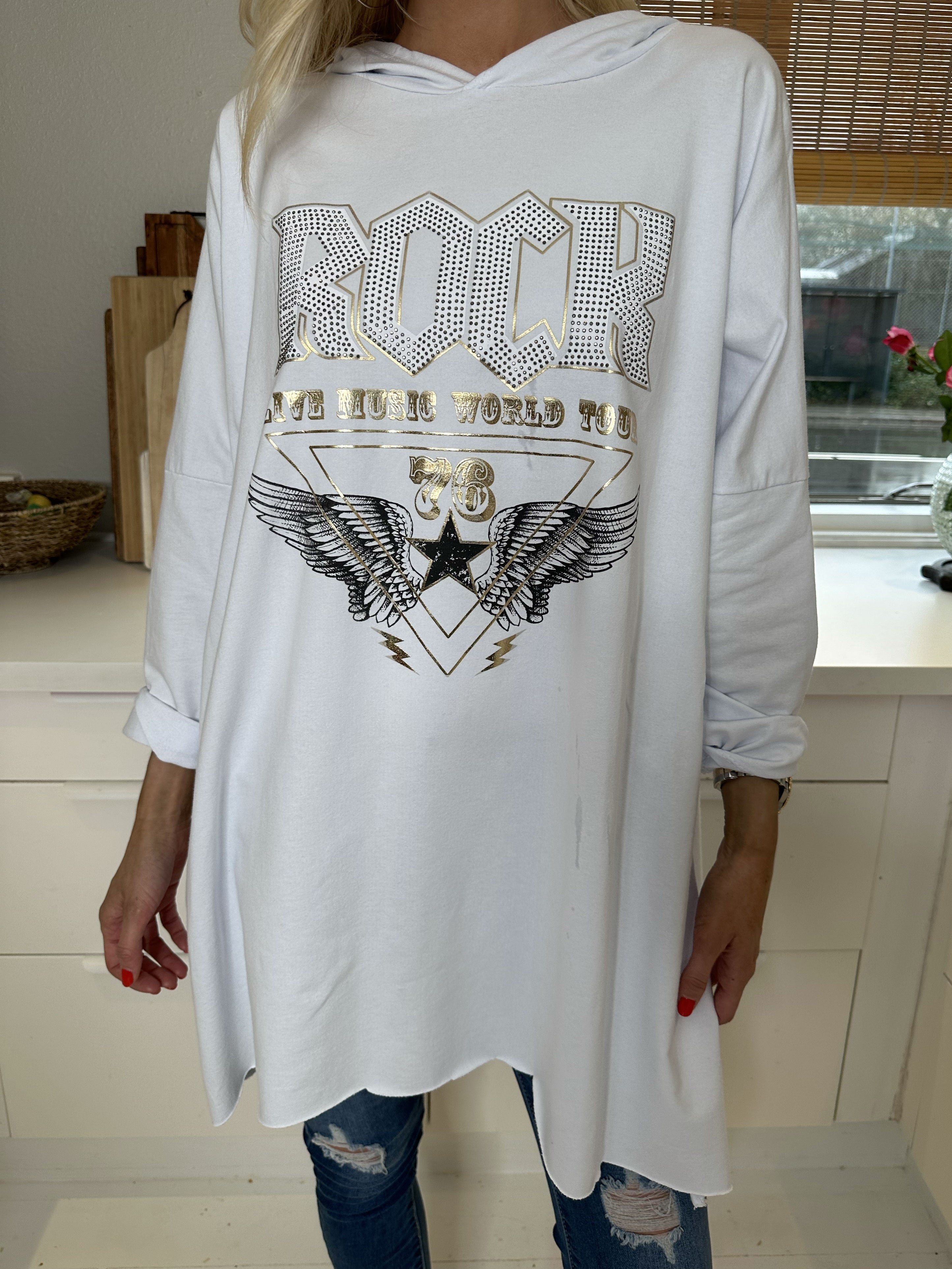 Rock - Cool hoodie klänning med text