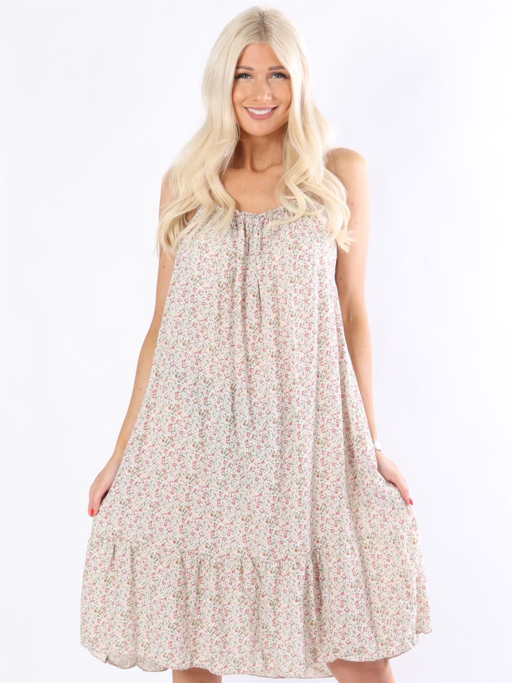 Rosita flower - Armégrön underklänning med söt volangkant och blomstermotiv