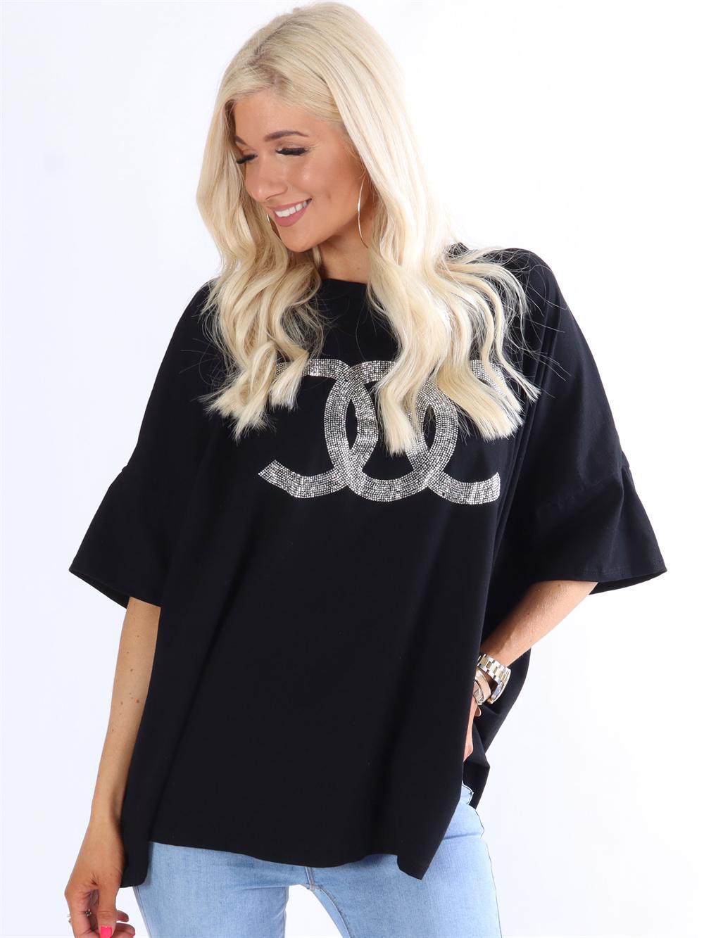 Suzan - T-shirt med imiterad remsa