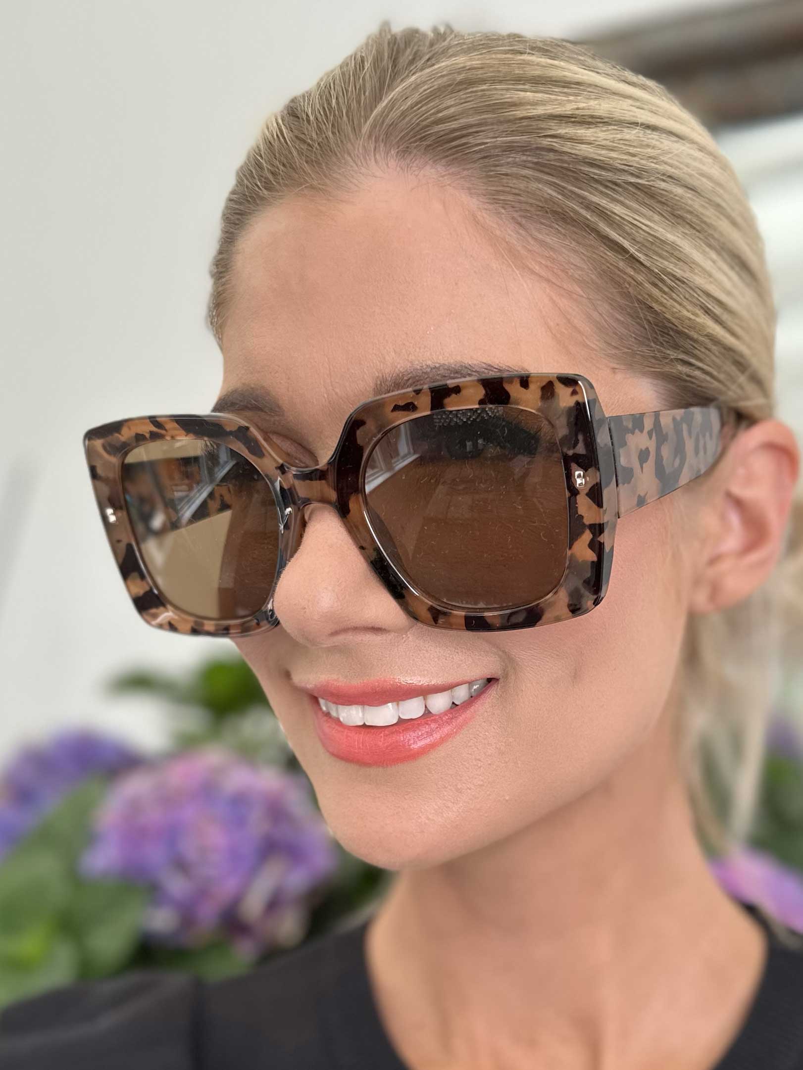 Sahara - Stora fyrkantiga solglasögon - Brown leo