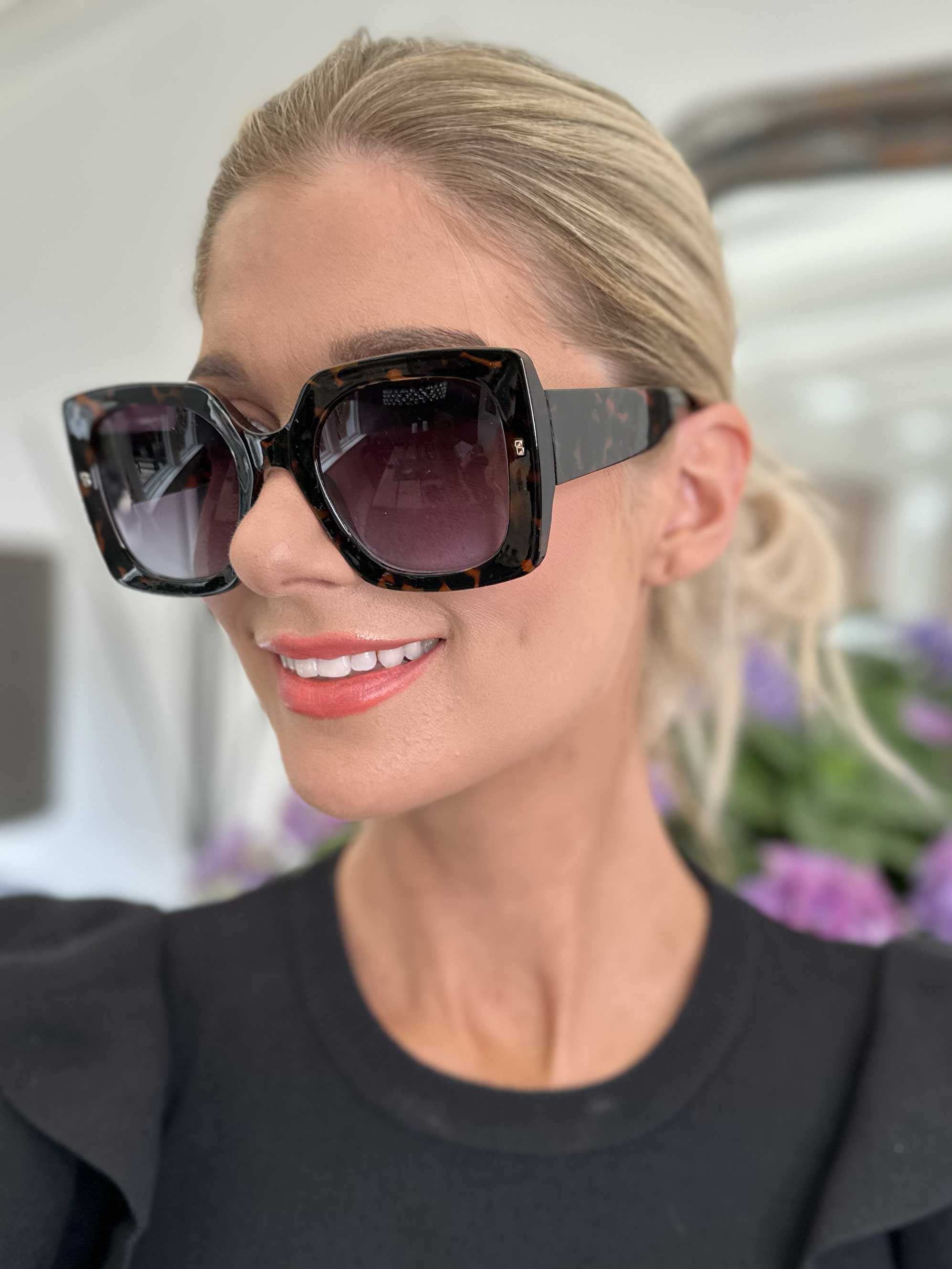 Sahara - Stora fyrkantiga solglasögon - Brown zebra