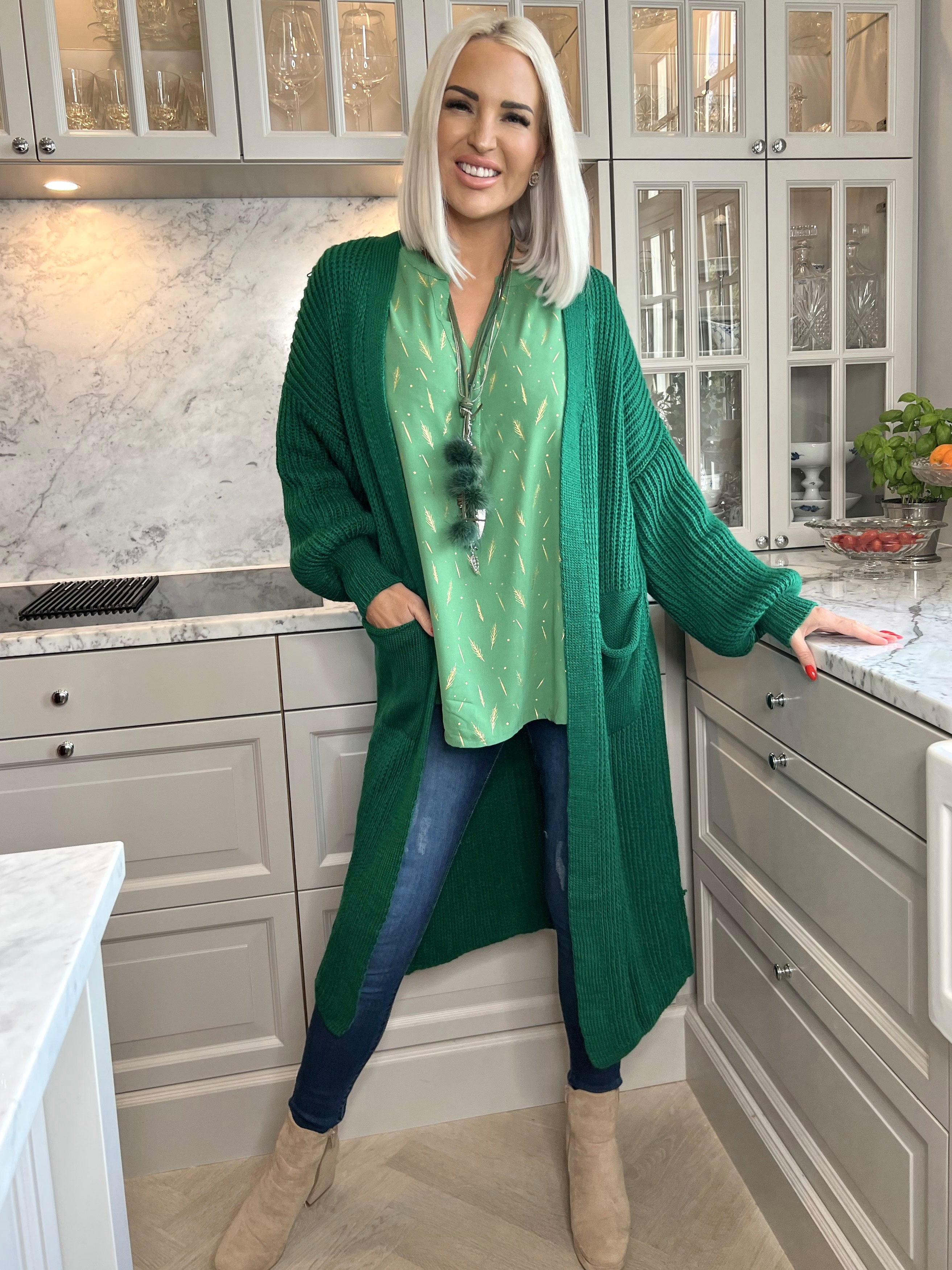 Sally - Stickad kofta med ballongärmar