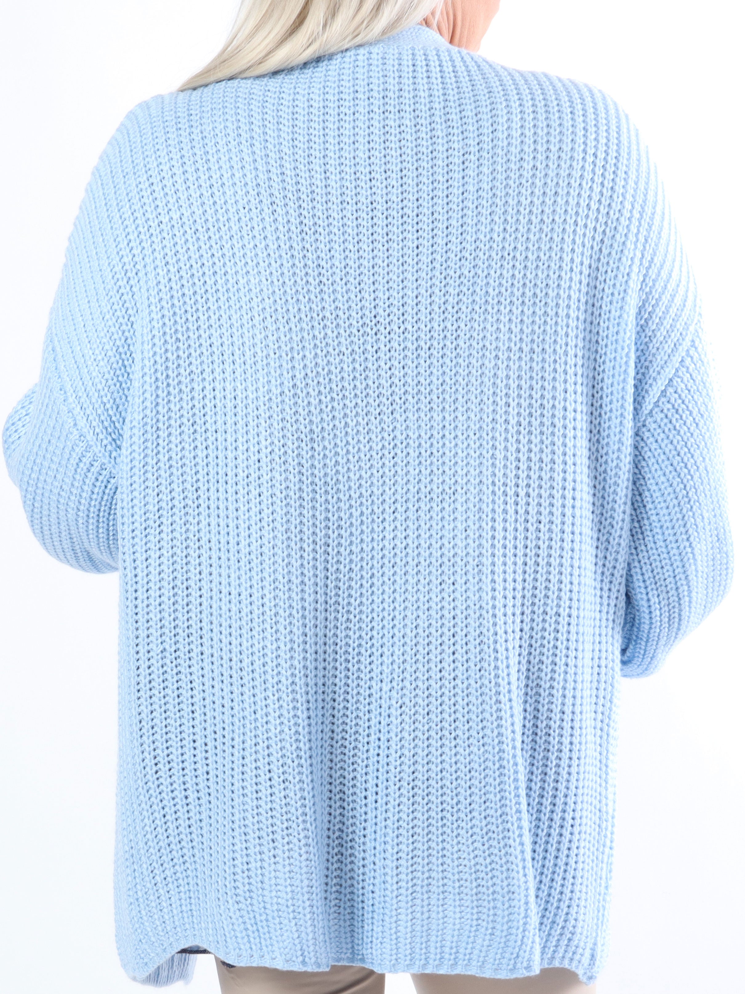 Sally Short - Söt stickad plus size kofta med ballongärmar