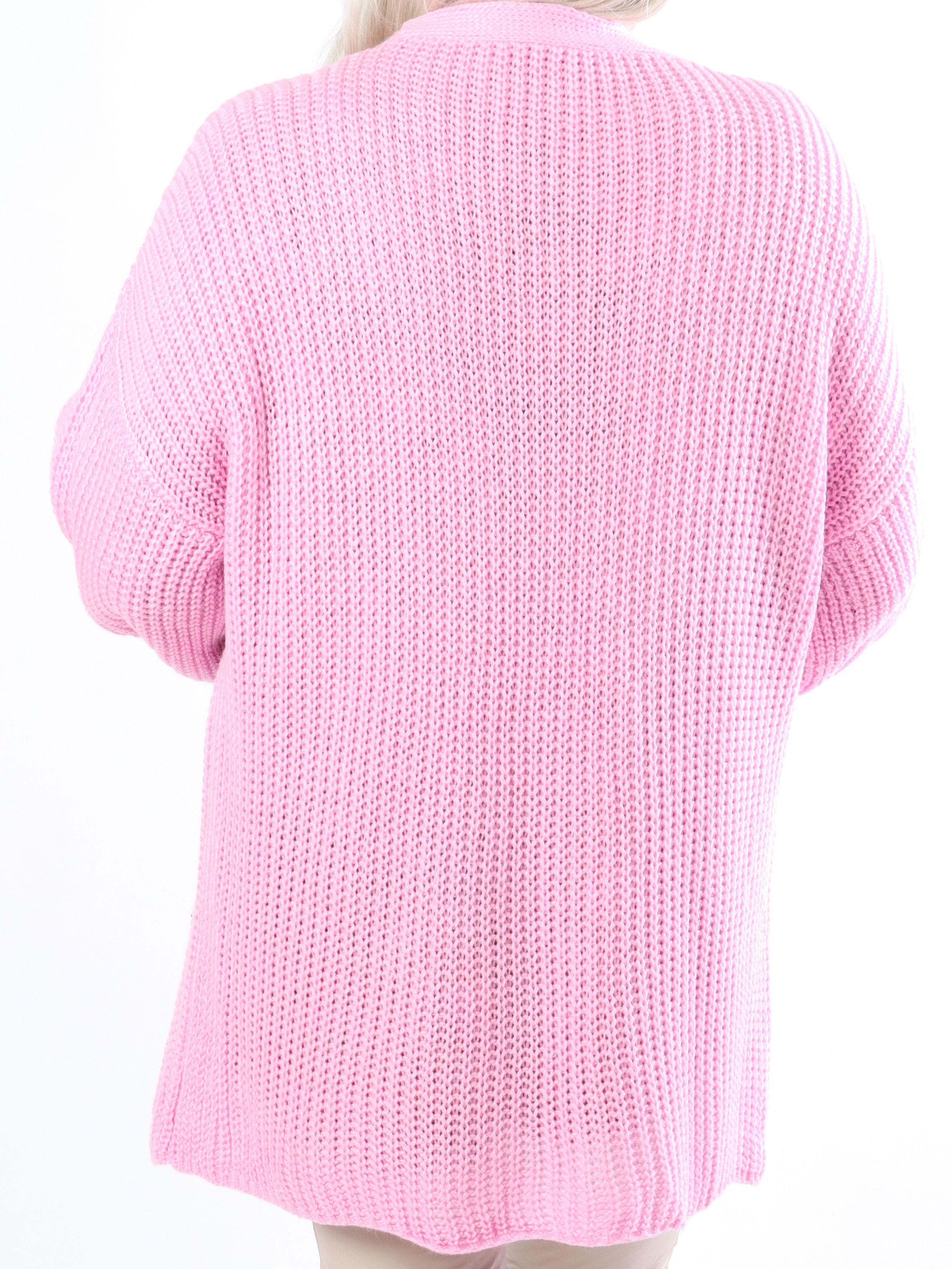 Sally Short - Söt stickad plus size kofta med ballongärmar