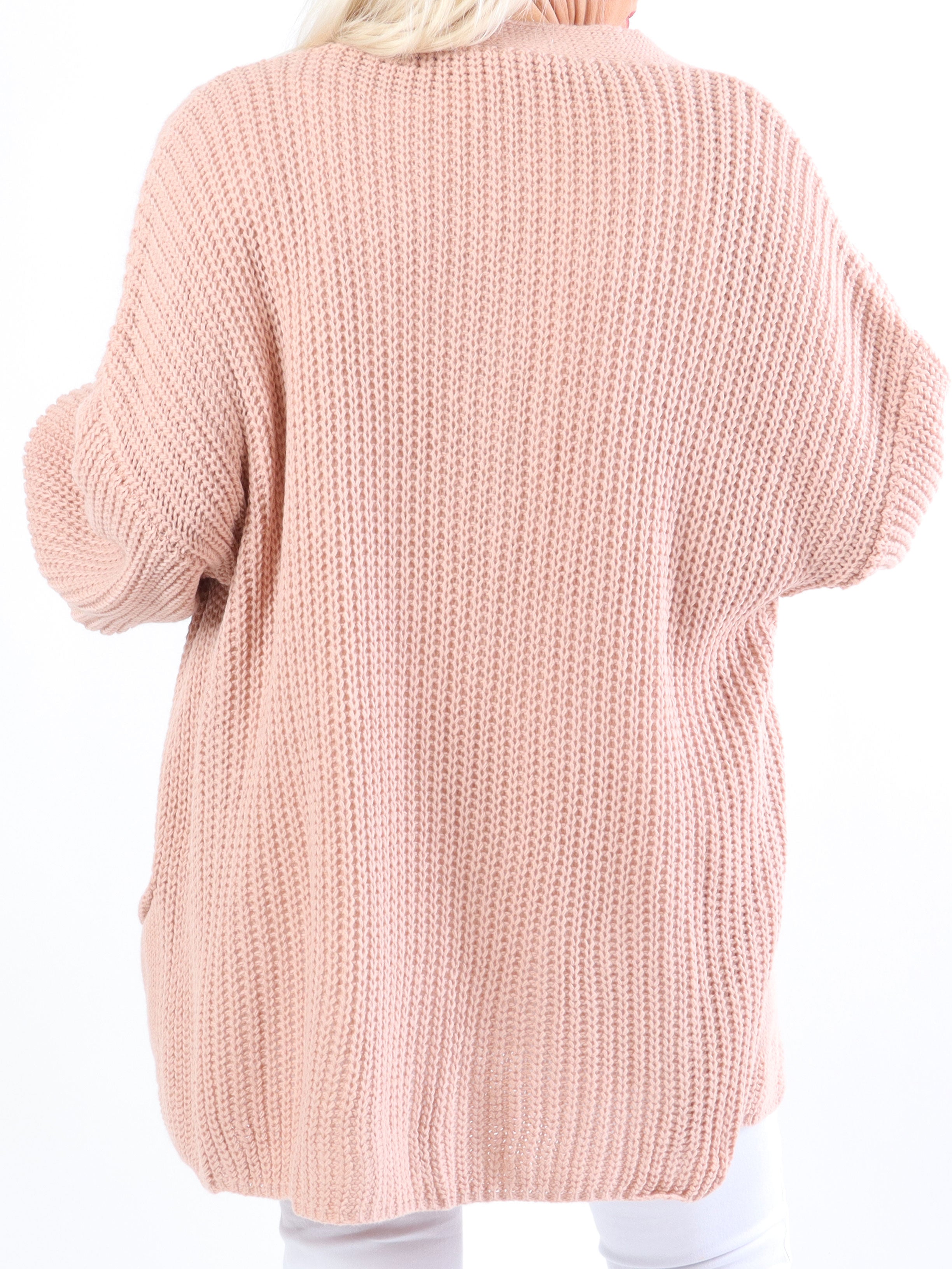 Sally Short - Söt stickad plus size kofta med ballongärmar