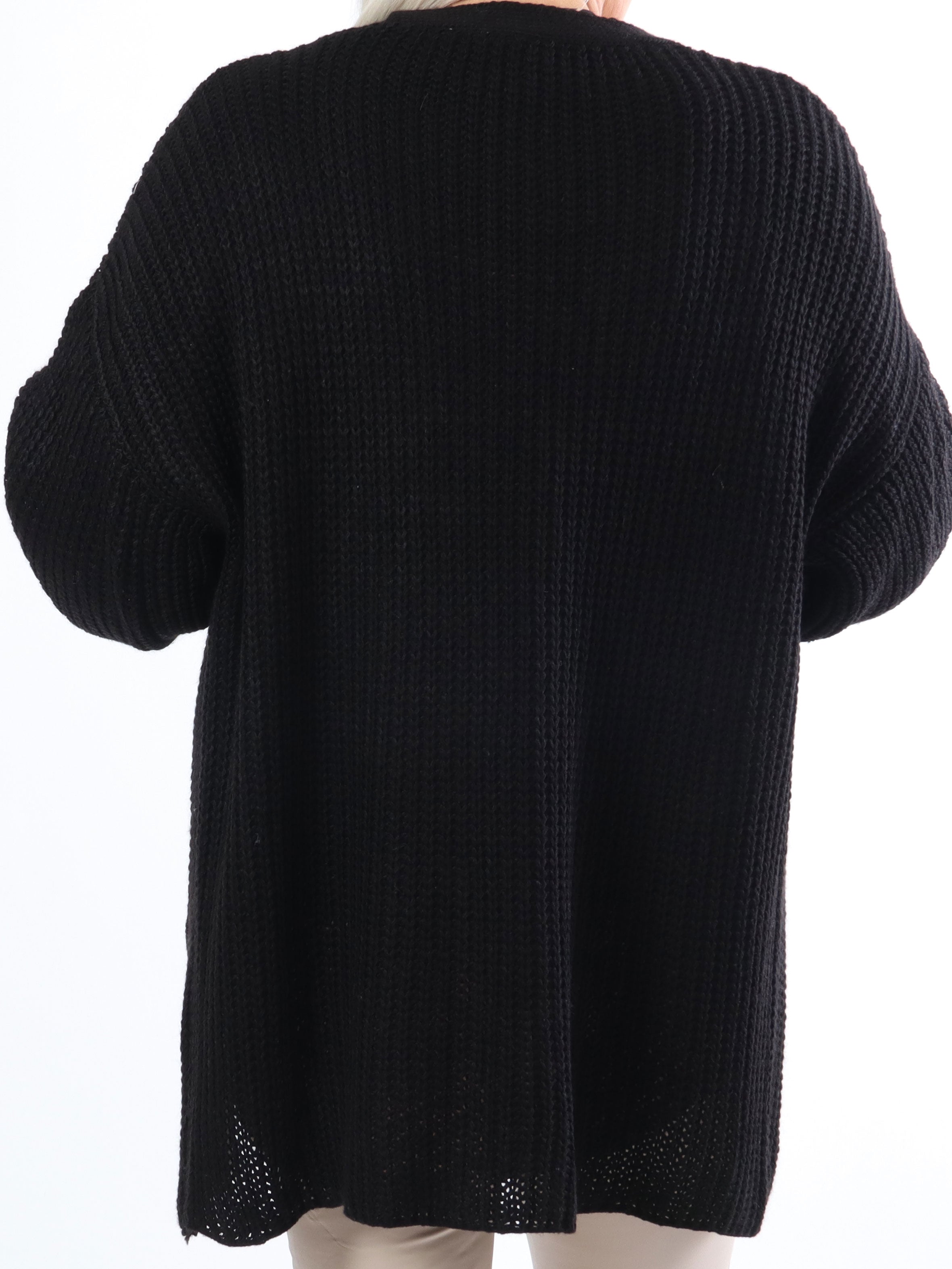 Sally Short - Söt stickad plus size kofta med ballongärmar