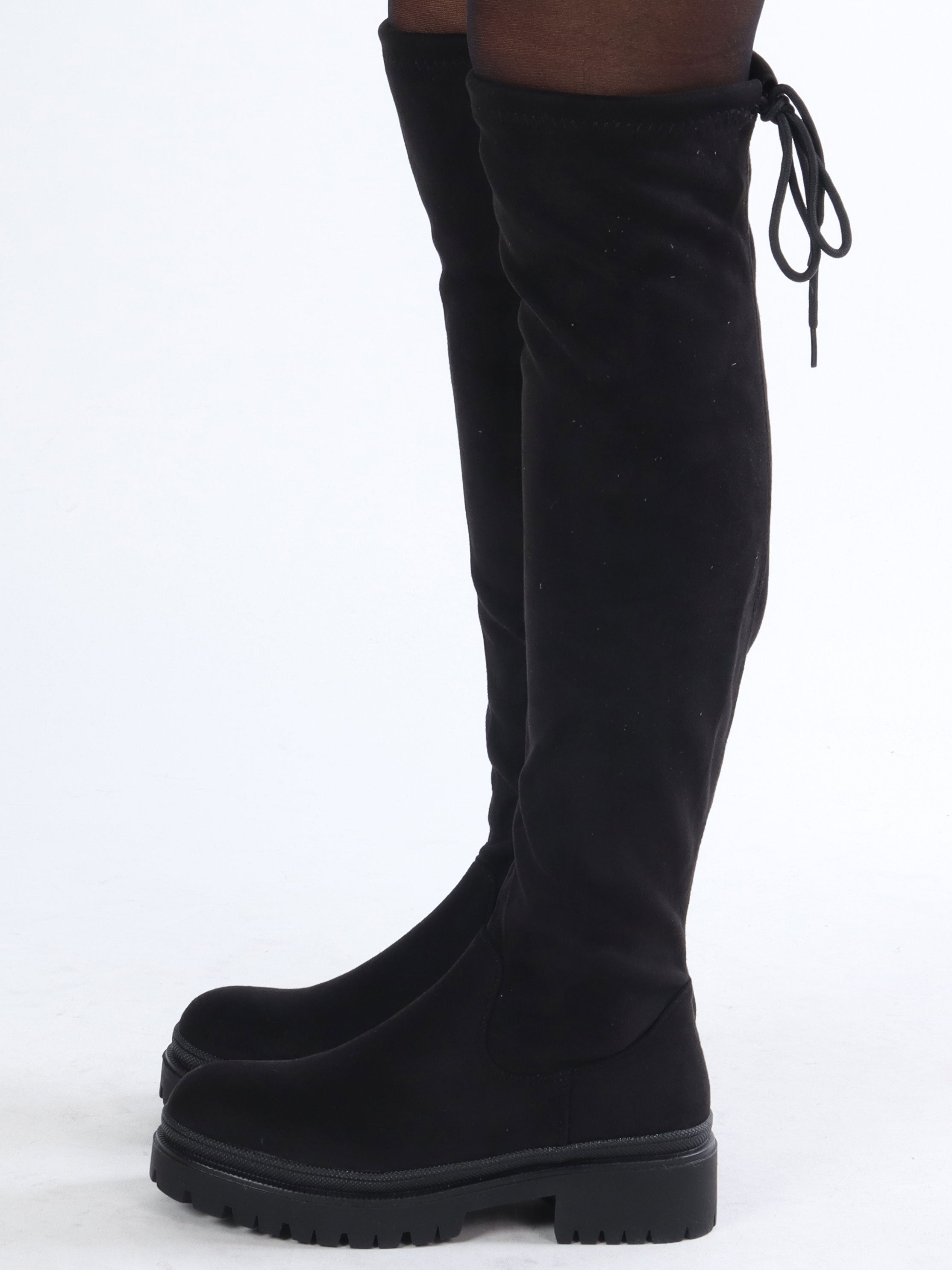 Salma - Overknee stövlar i mocka-look - Black