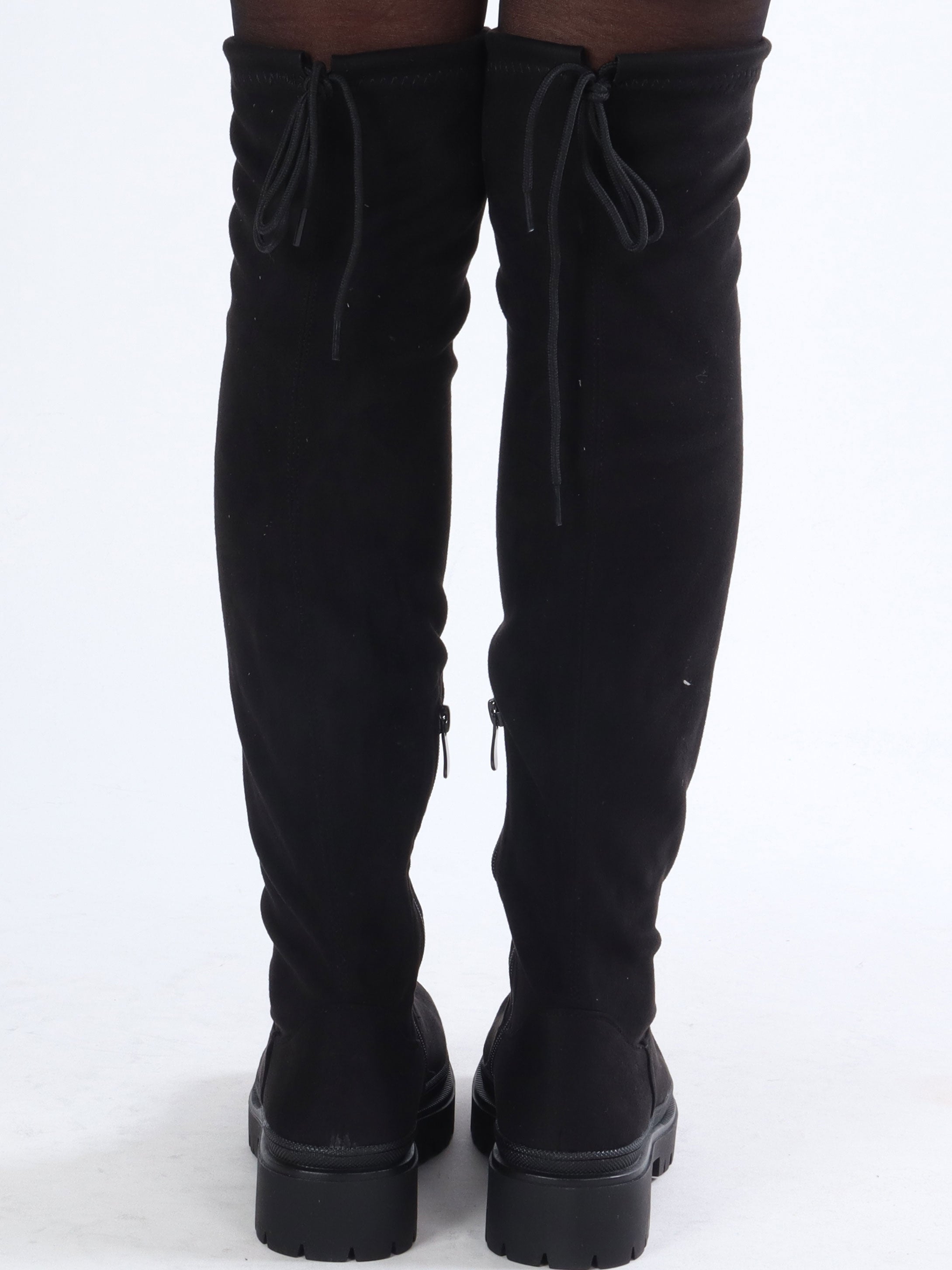 Salma - Overknee stövlar i mocka-look - Black