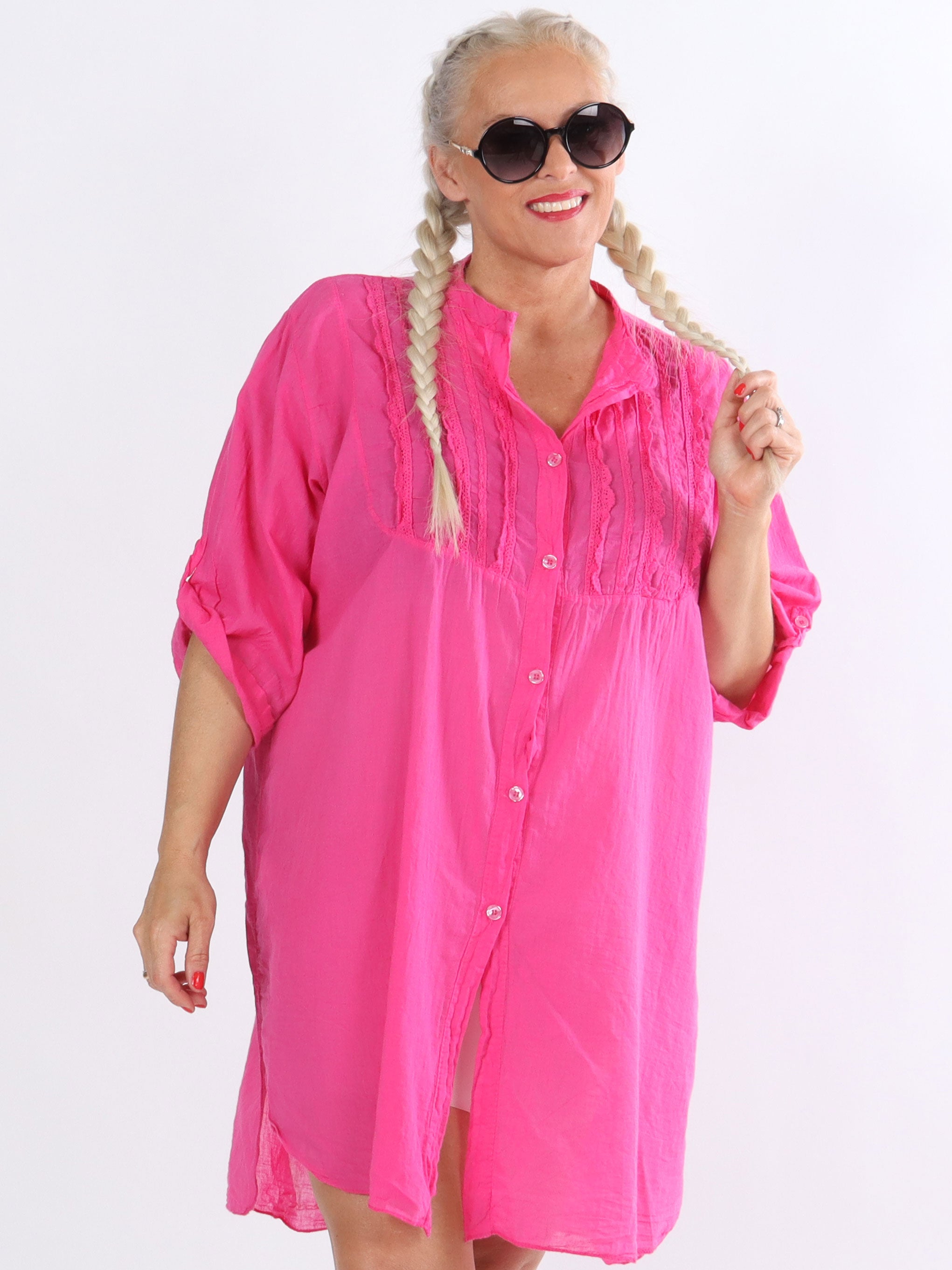 Sebina - Skjortklänning med broderi på bröstet