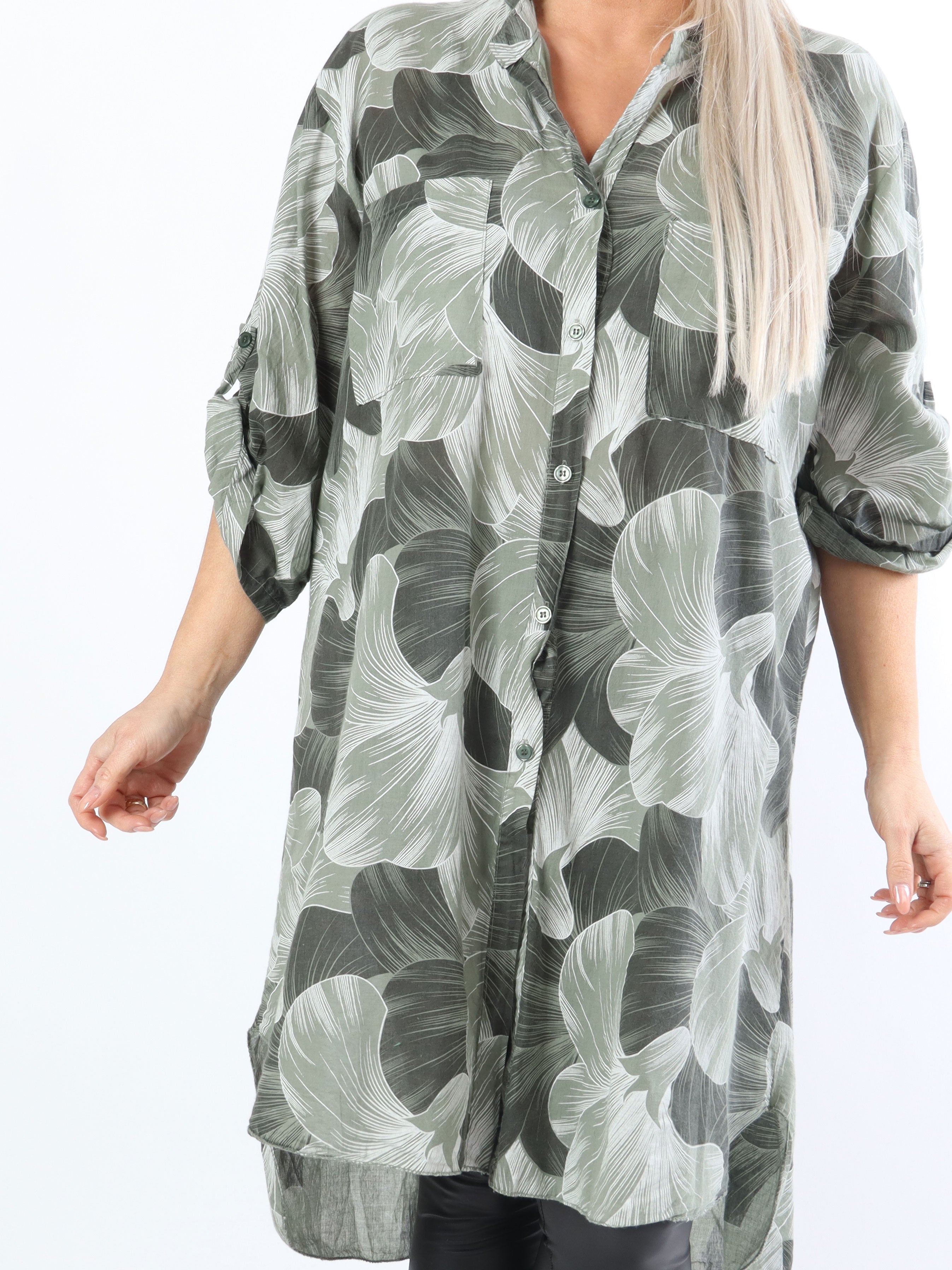 Silvana - Plus size skjorta i lätt mönstrat tyg