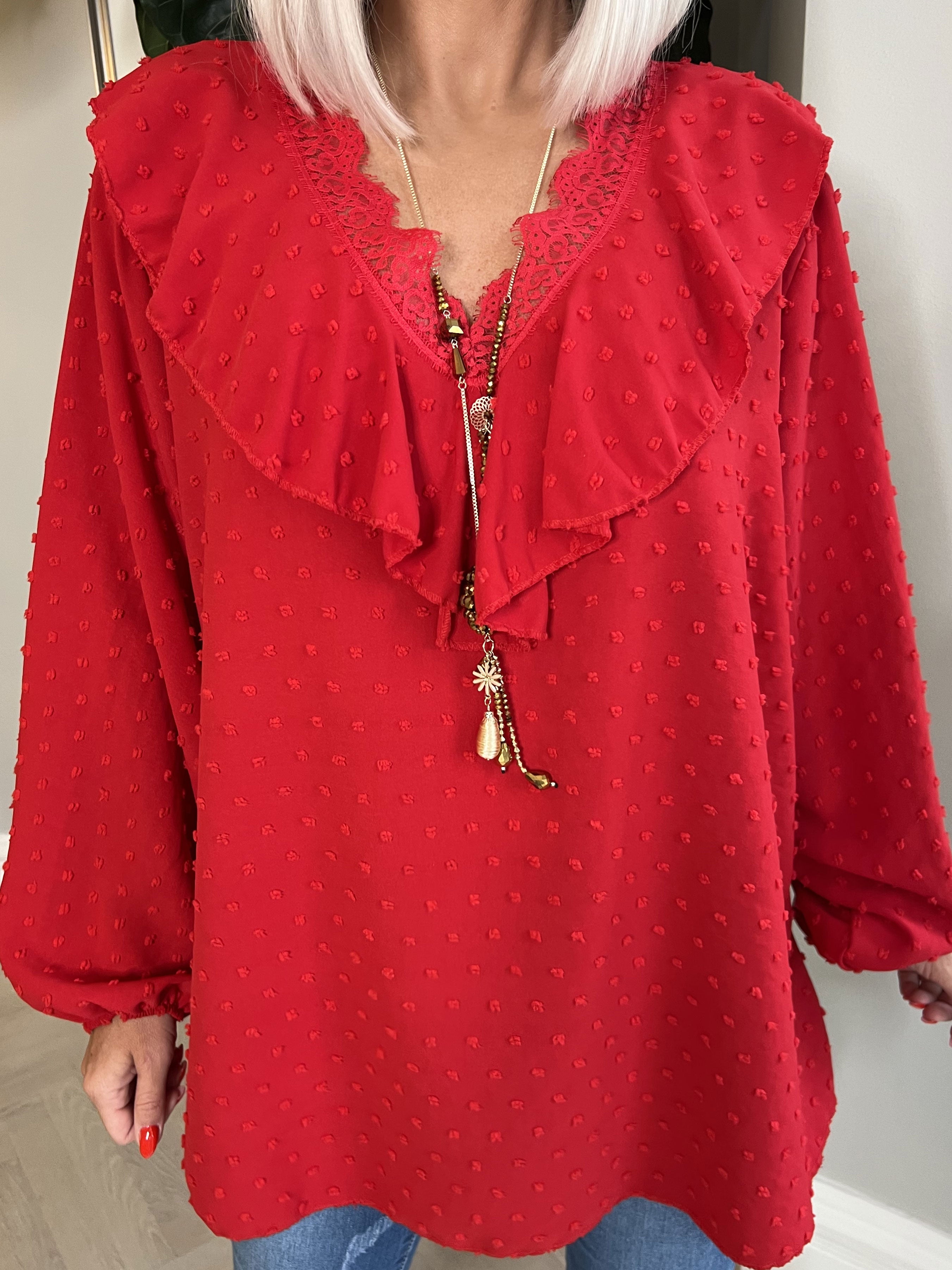 Simone - Tunika med spetskant och volanger