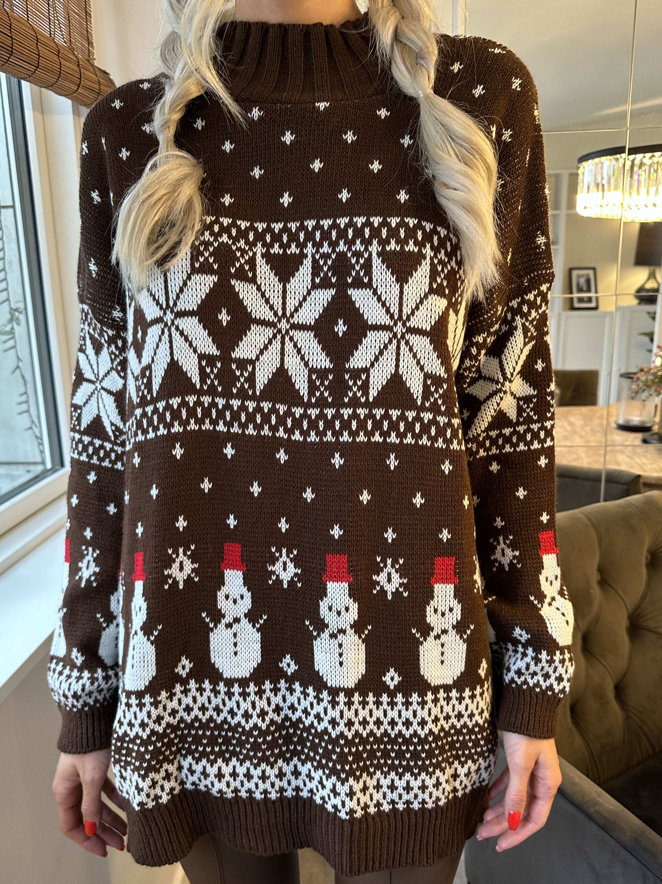 Snowman - Söt plus size jultröja med snögubbar