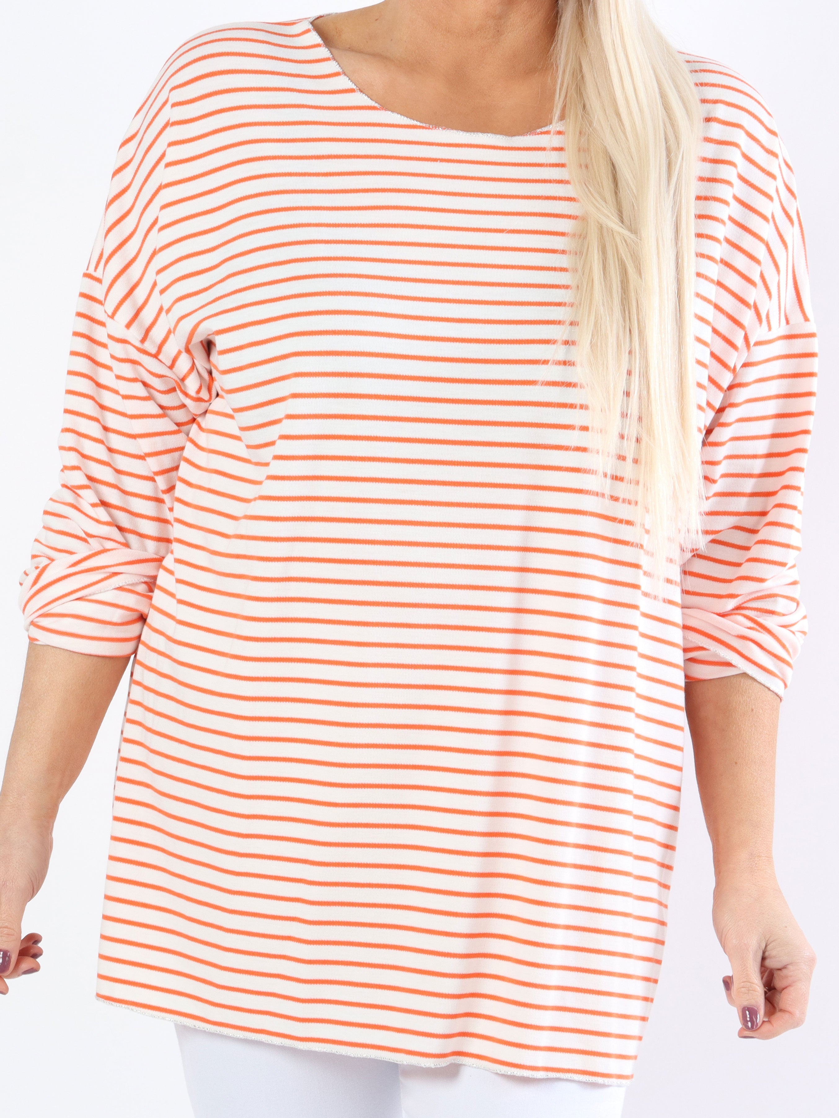 Stripe - Vit mjuk plus size blus med tunna ränder