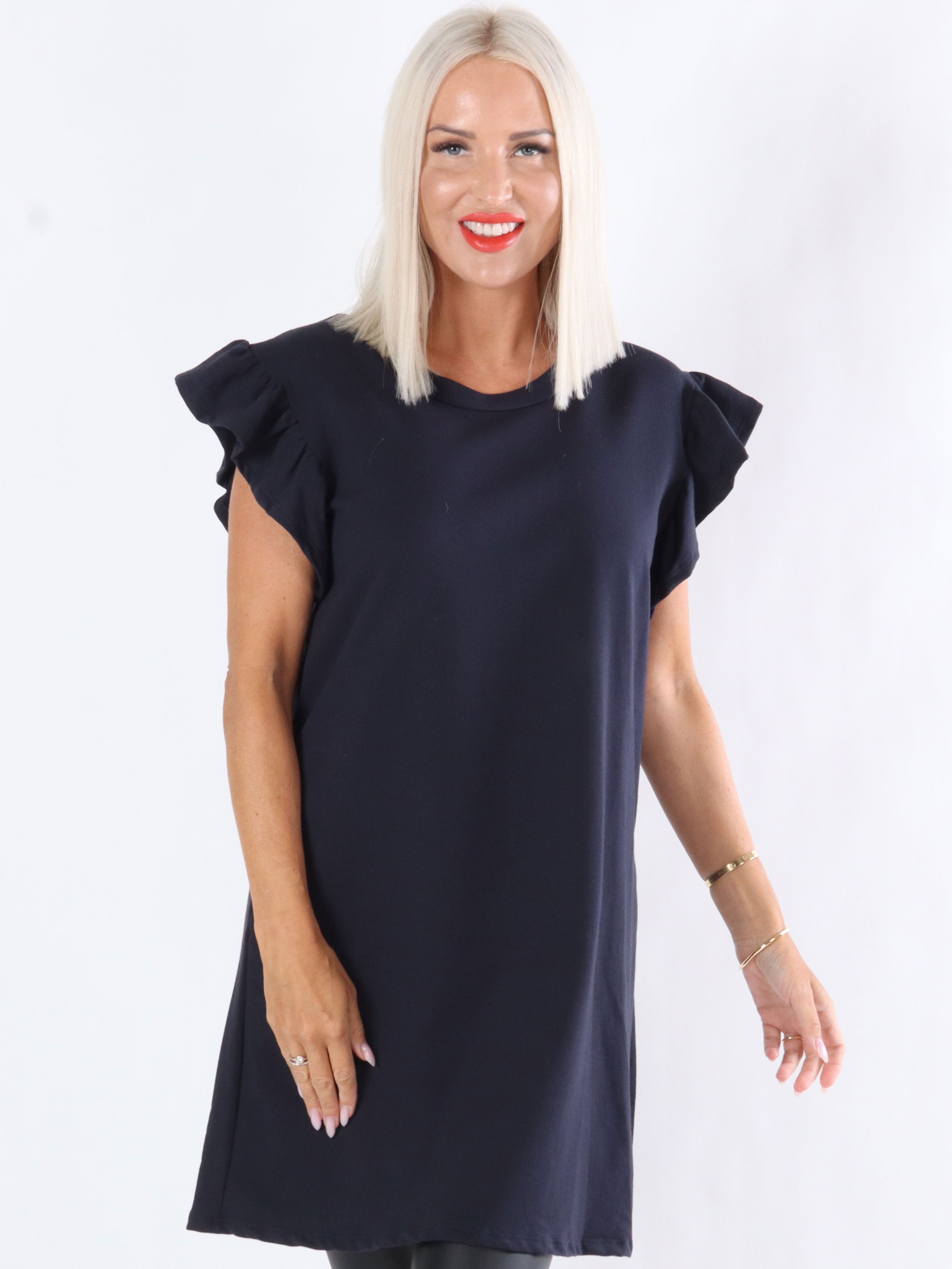 Sus - Armégrön tunikaklänning med söta volangärmar