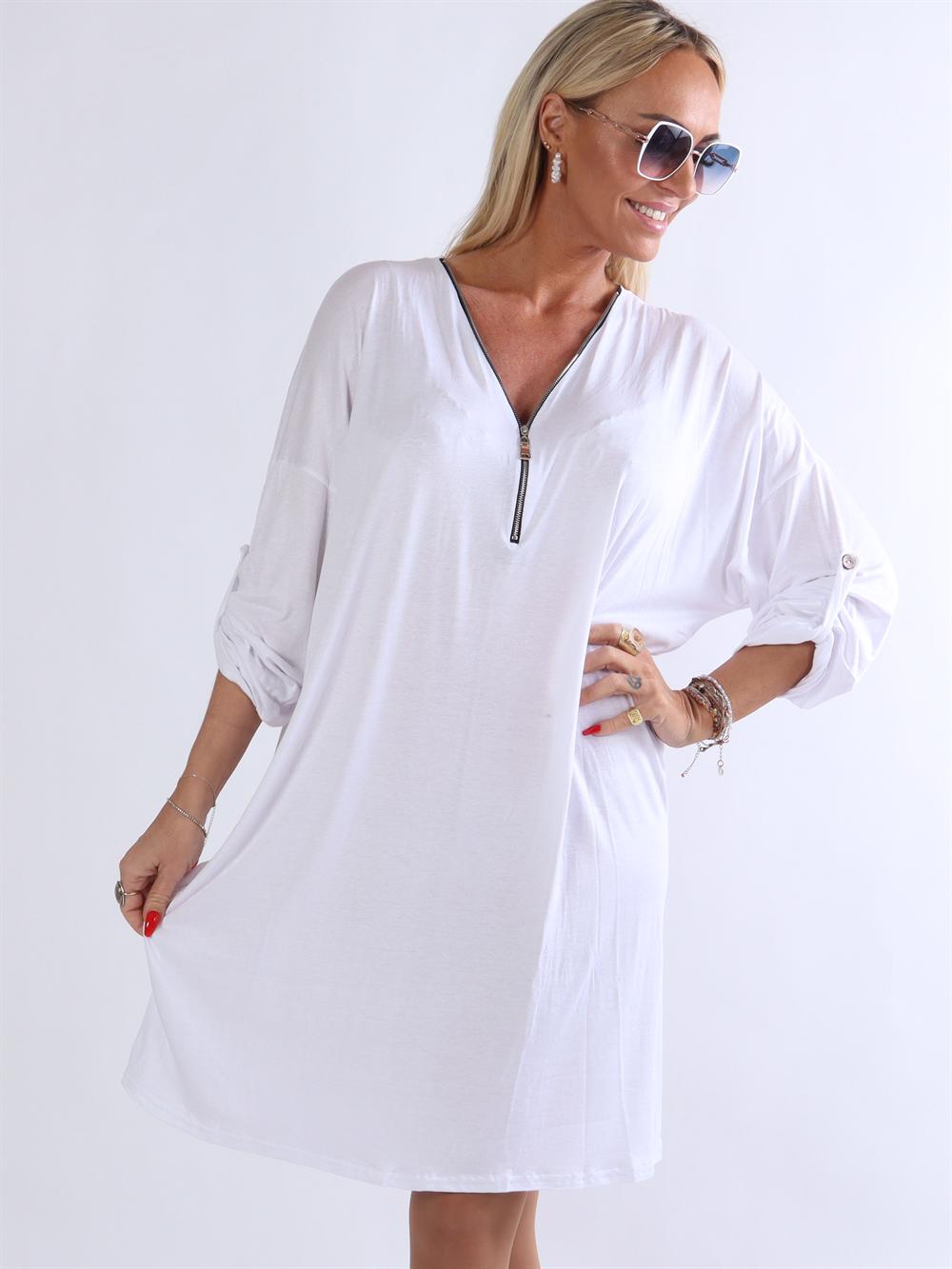 Timian - Mjuk tunika klänning med dragkedja