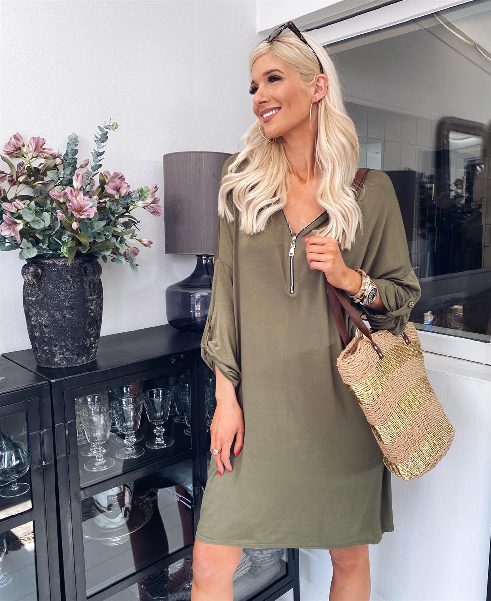 Timian - Mjuk tunika klänning med dragkedja