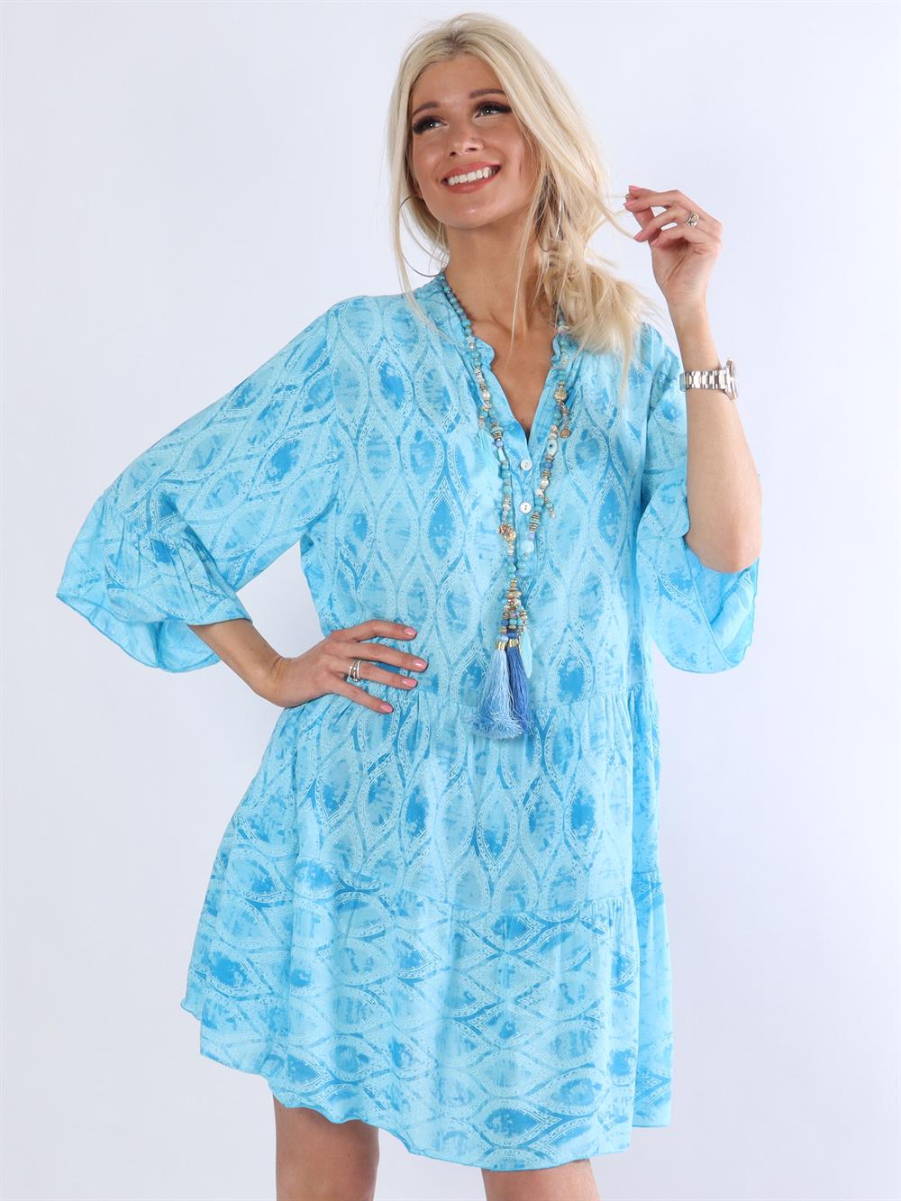 Tonja - Beige mönstrad tunika med lager på lager-look