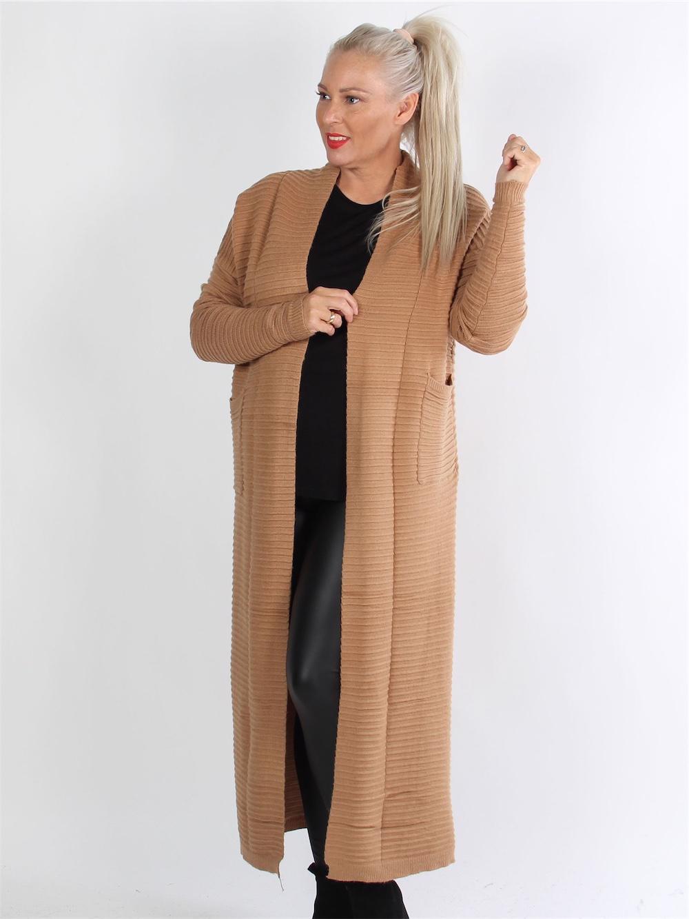 Torino - Armégrön lång kofta i mjukt tyg med ribb