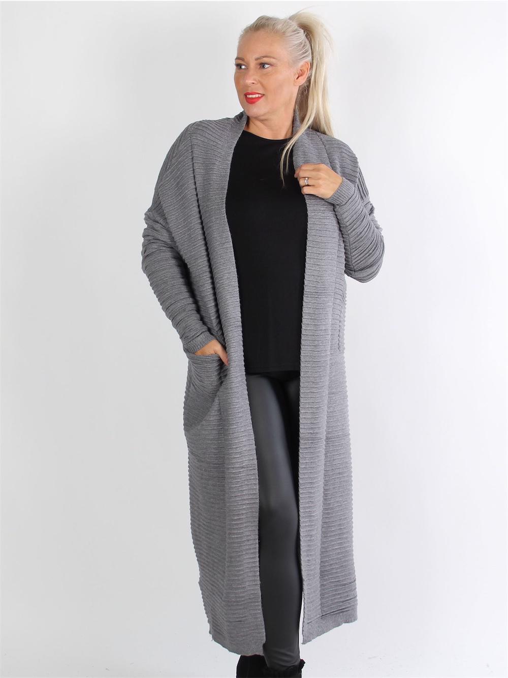 Torino - Armégrön lång kofta i mjukt tyg med ribb