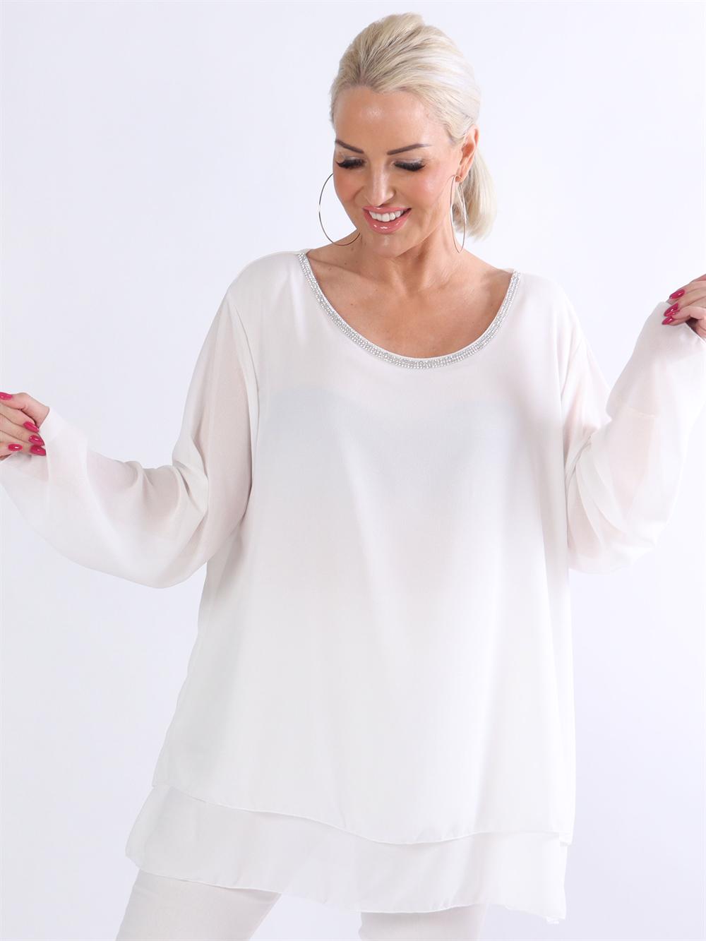 Trine - Tunika med liknande mönster i halsringningen