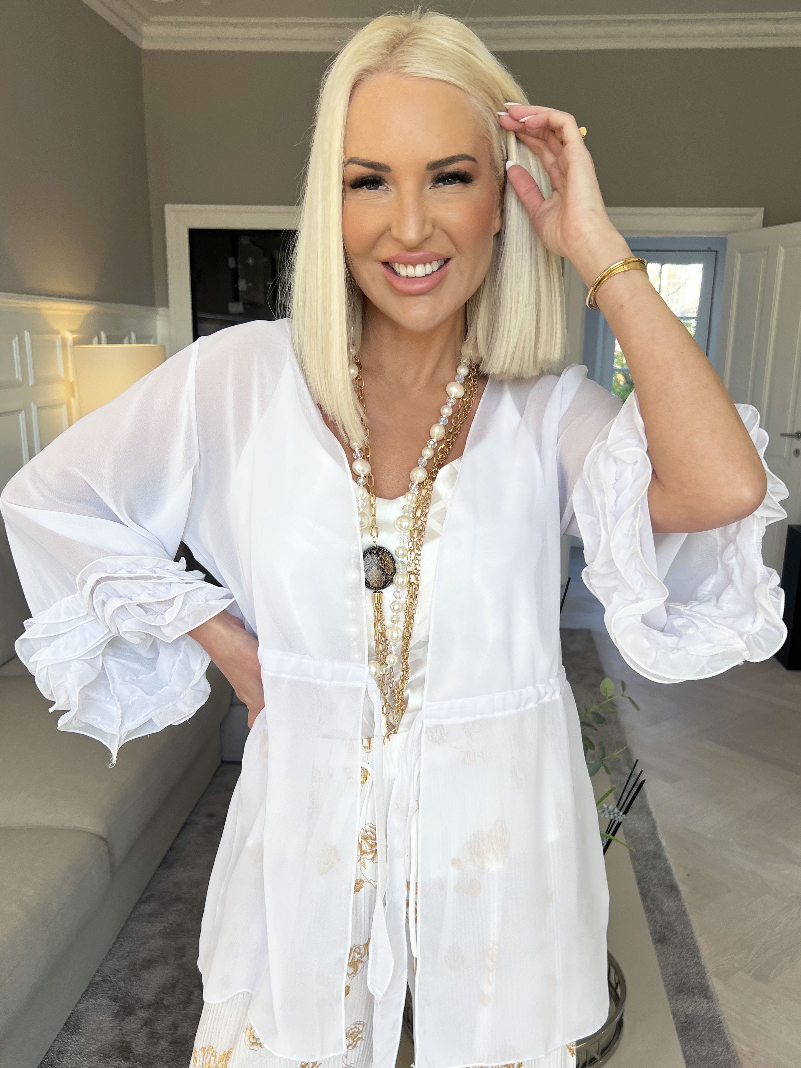 Valentine - Söt kimono i chiffong med band