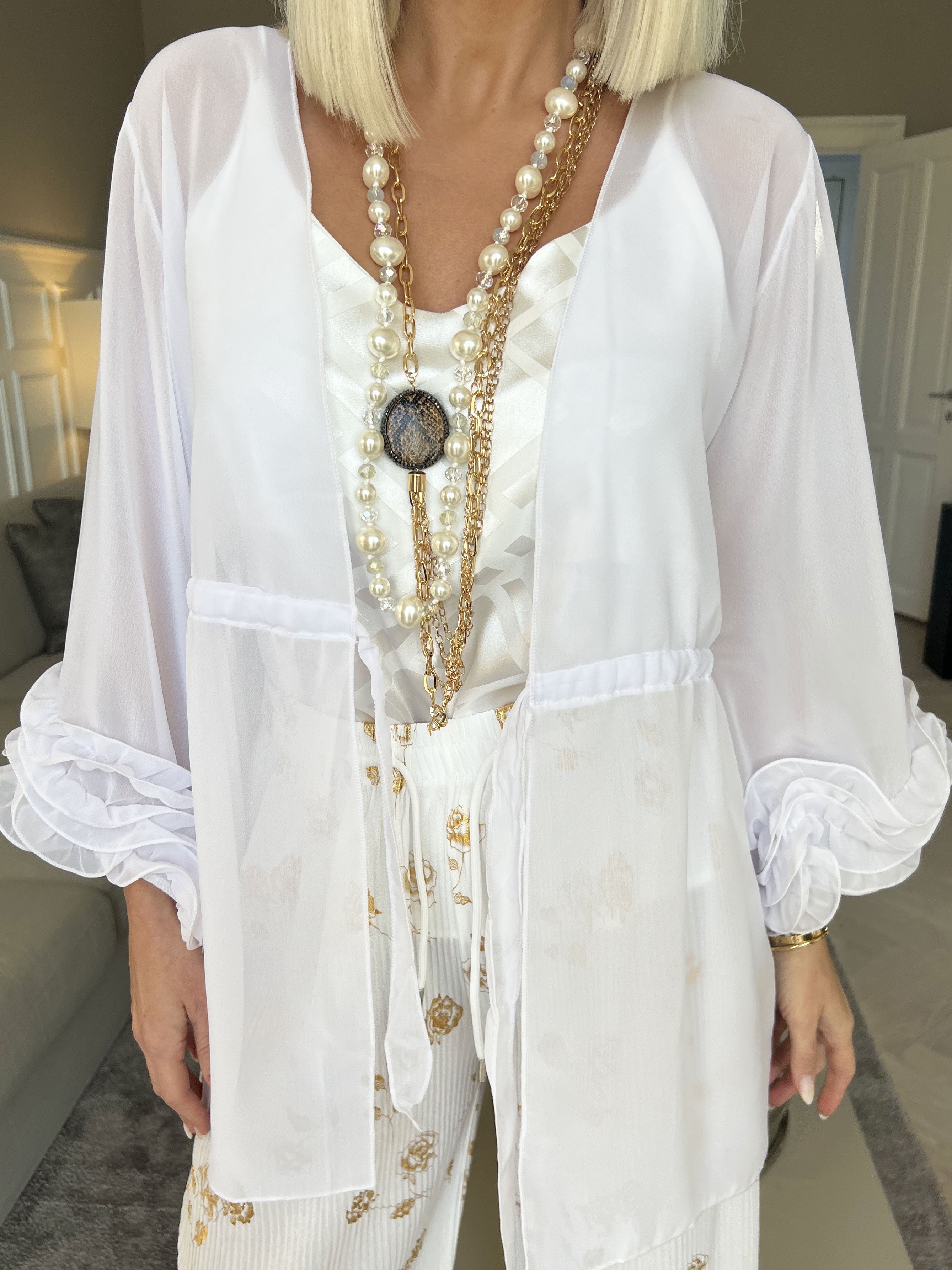 Valentine - Söt kimono i chiffong med band