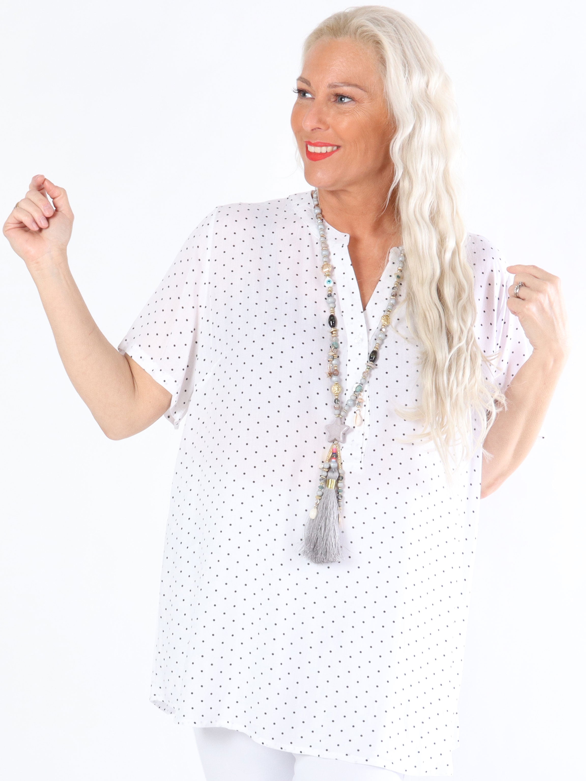 Valentine - Vit topp med svarta prickar