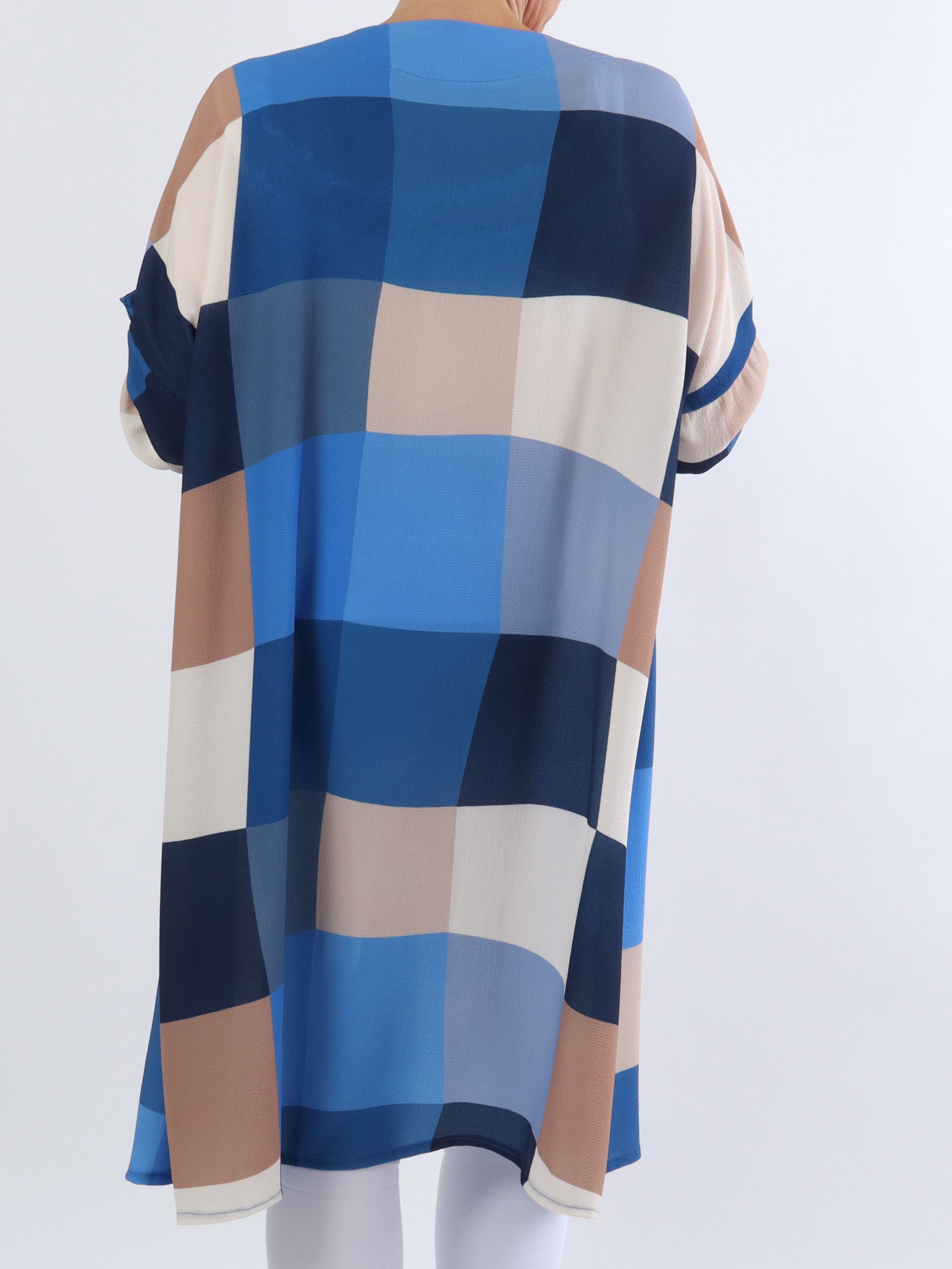 Vanesa Kimono - Söt plus size kimono i viskos med rutor - Purple