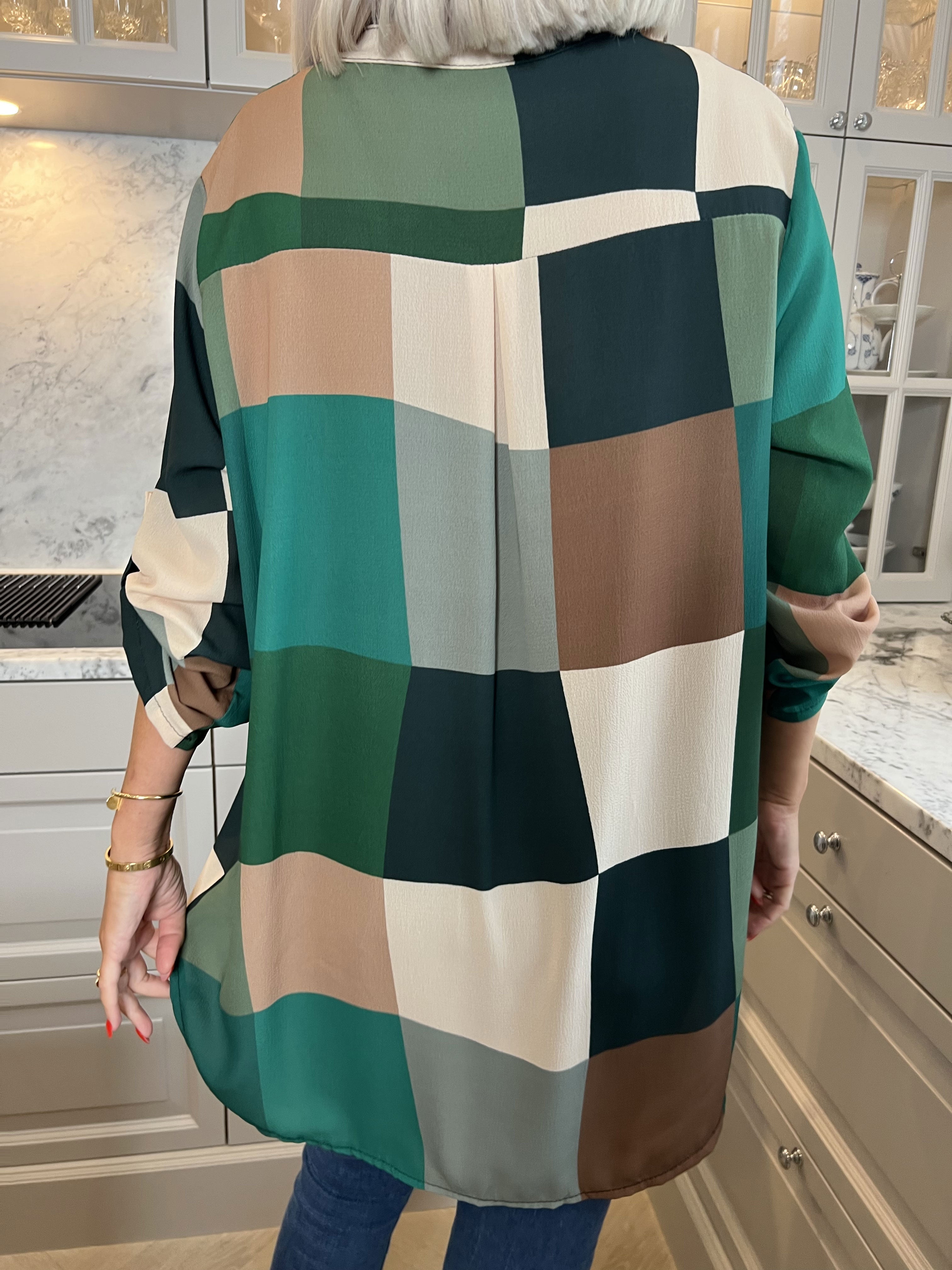 Vanesa - Lång rutig flerfärgad tunika