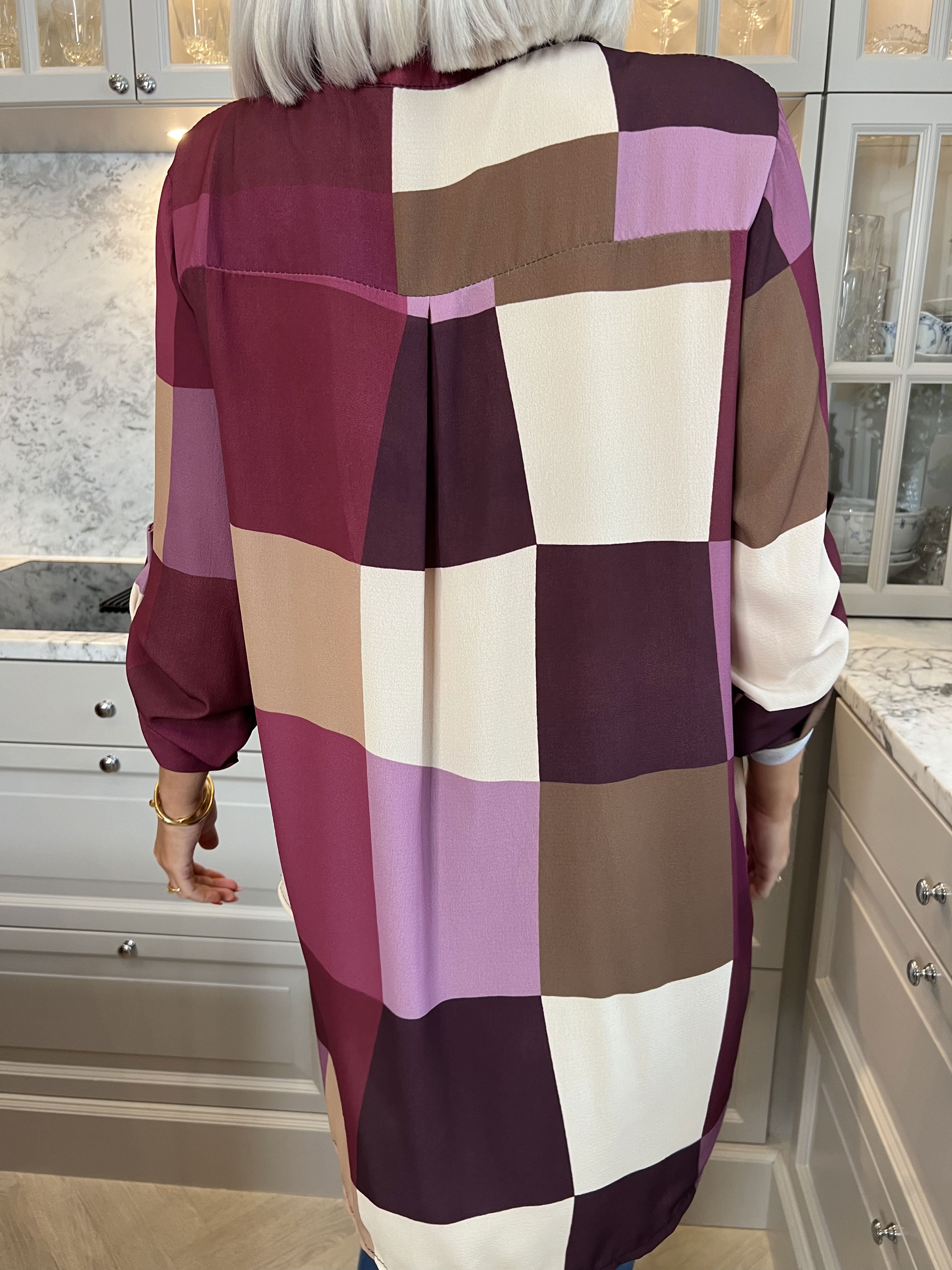 Vanesa - Lång rutig flerfärgad tunika