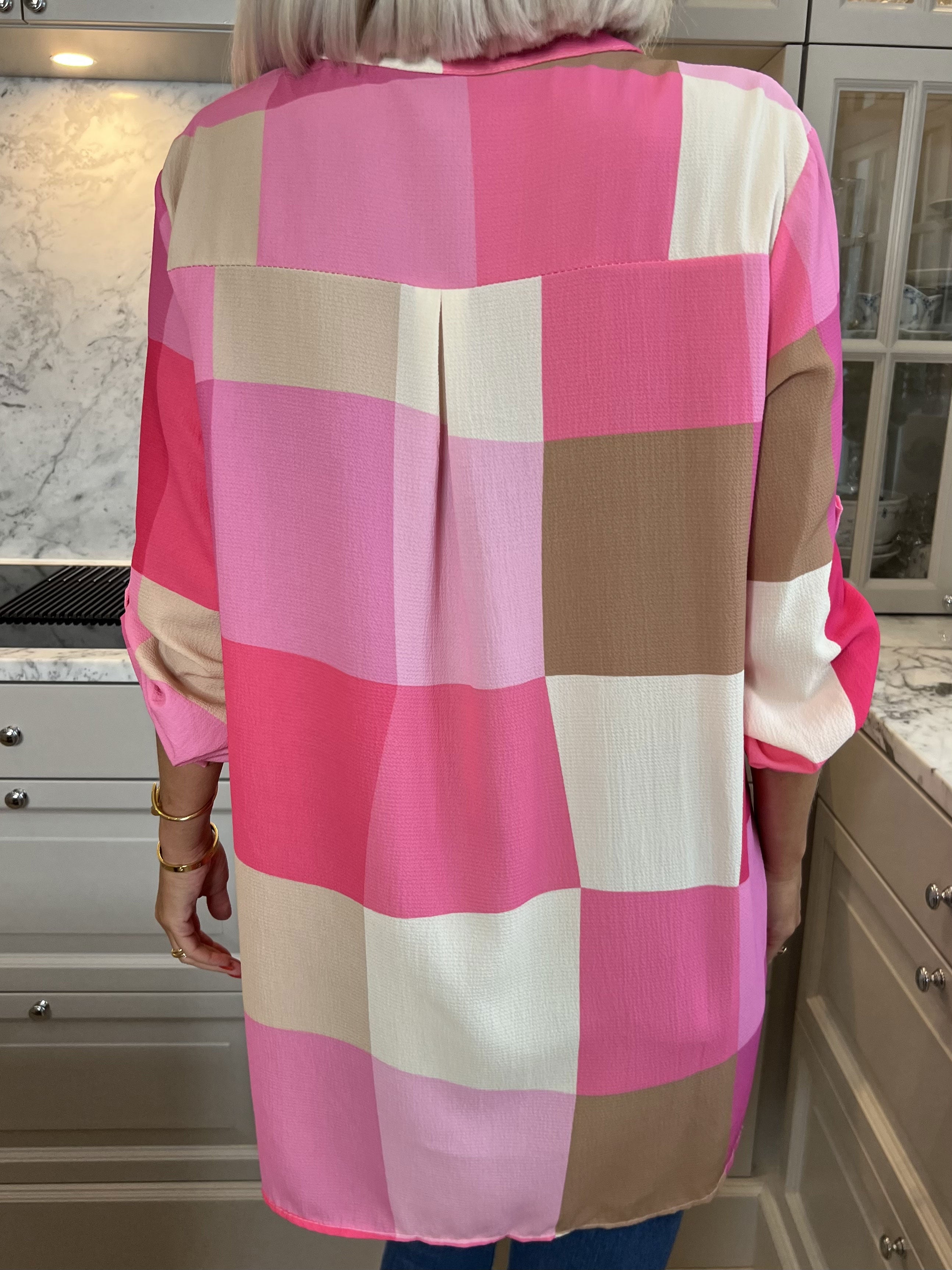 Vanesa - Lång rutig flerfärgad tunika