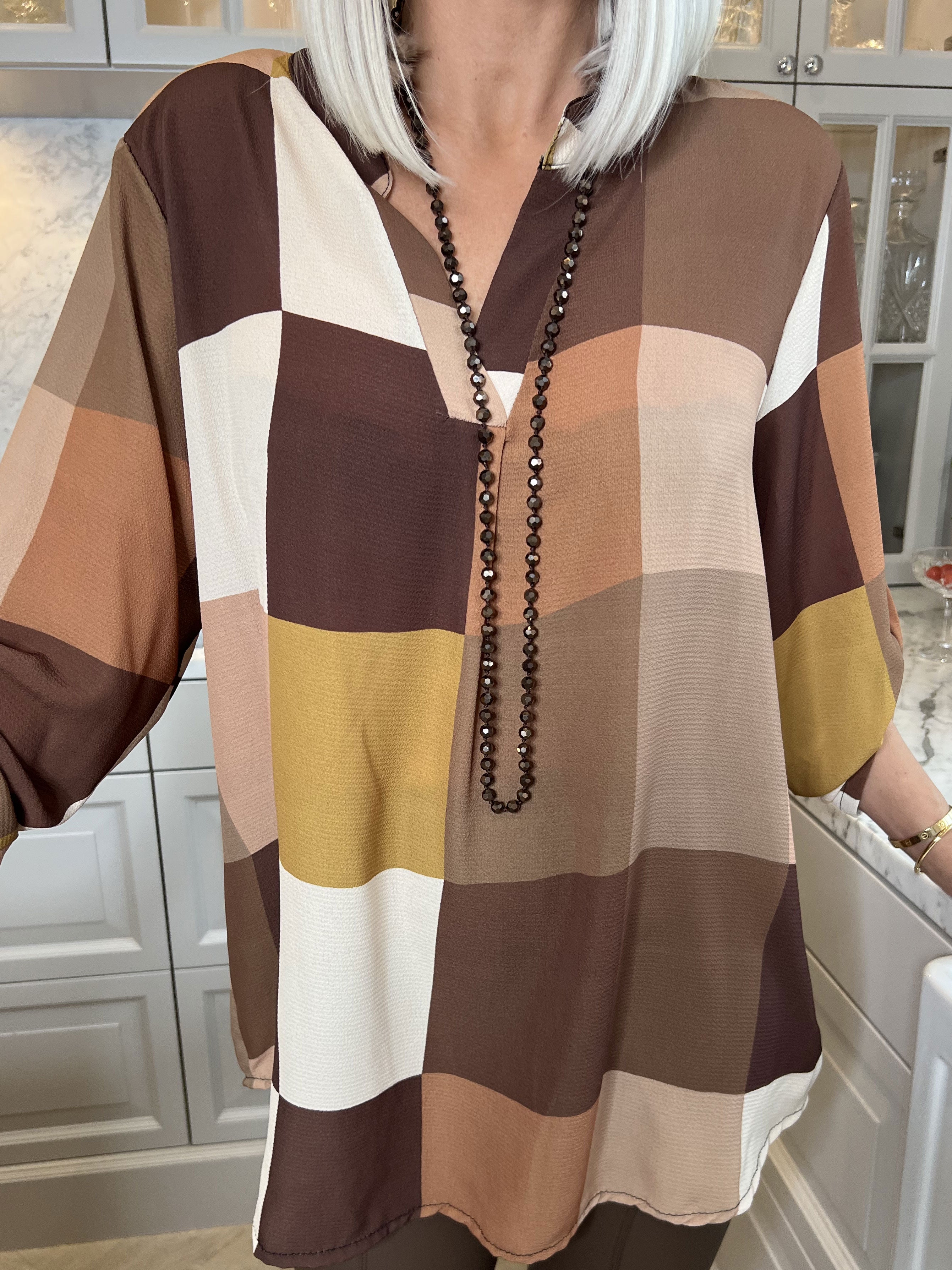 Vanesa - Lång rutig flerfärgad tunika