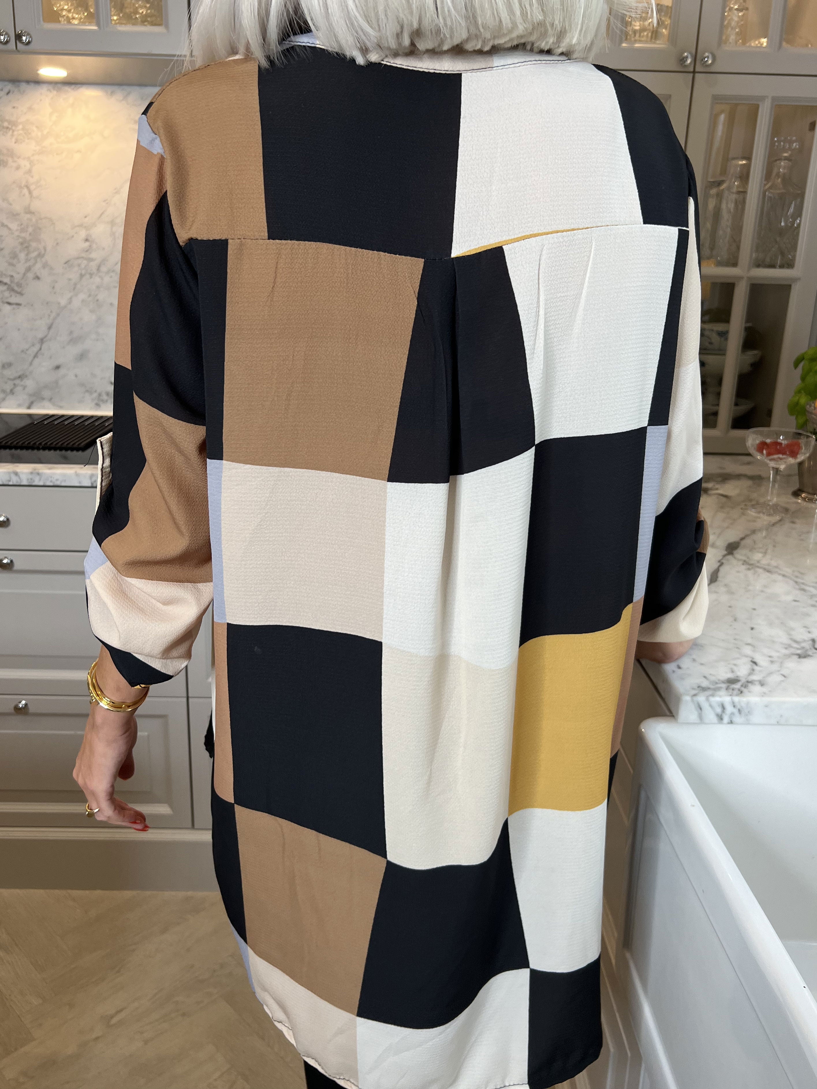 Vanesa - Lång rutig flerfärgad tunika