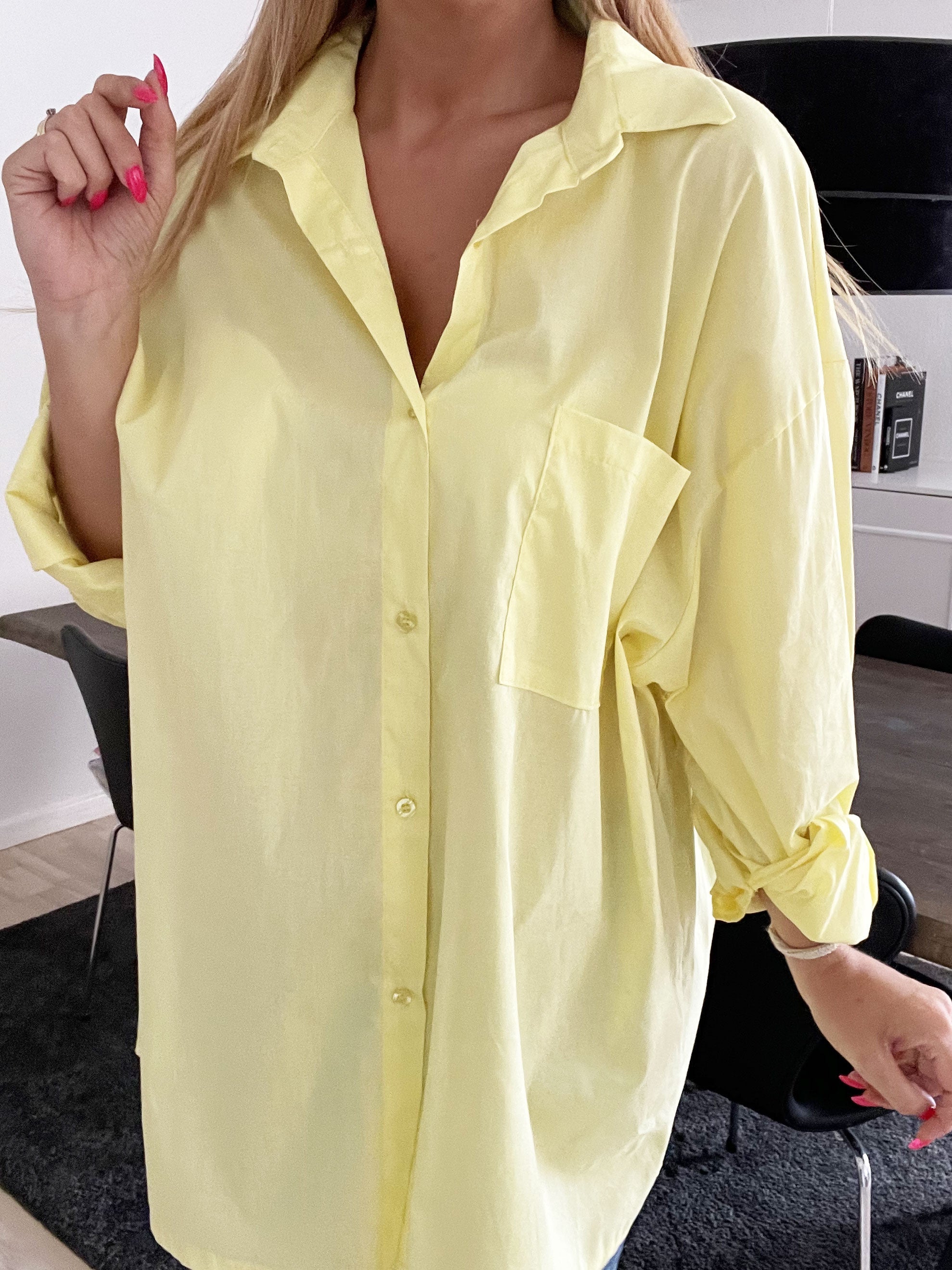 Verona - Oversized skjorta med stor ficka - Orange