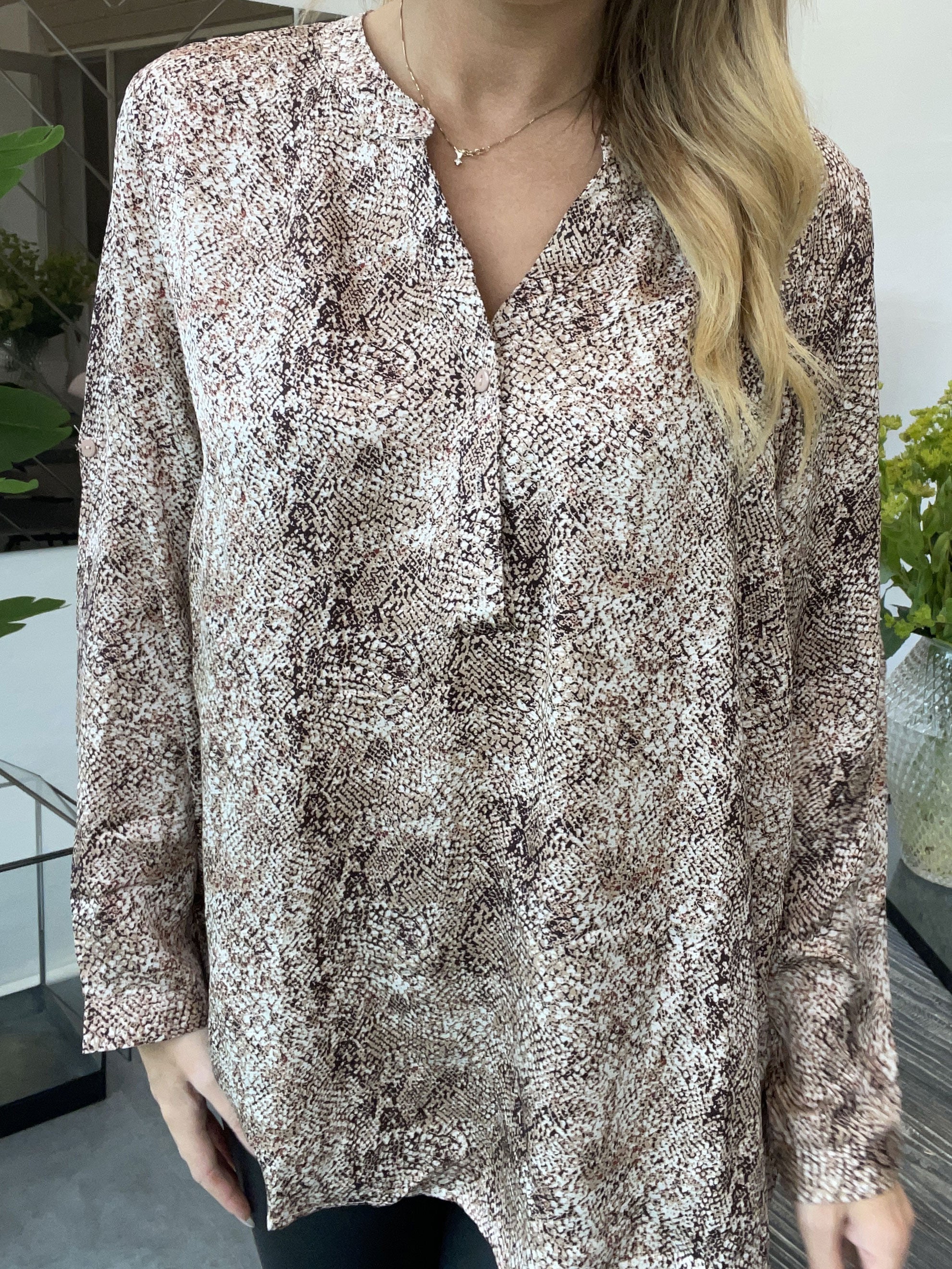 Veta - Leopard tunika med knappar - Snake