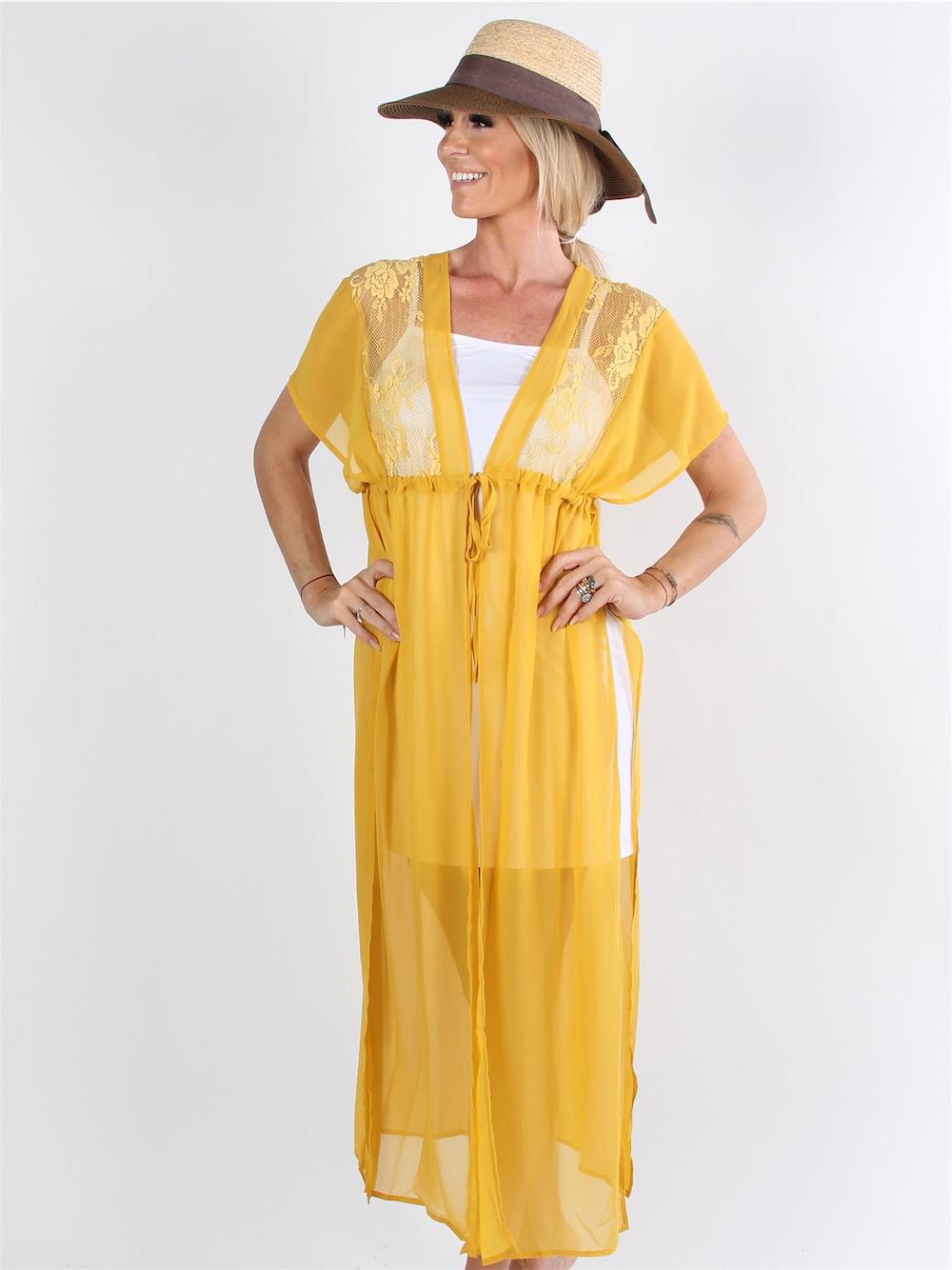 Viktoria - Svart halvgenomskinlig kimono