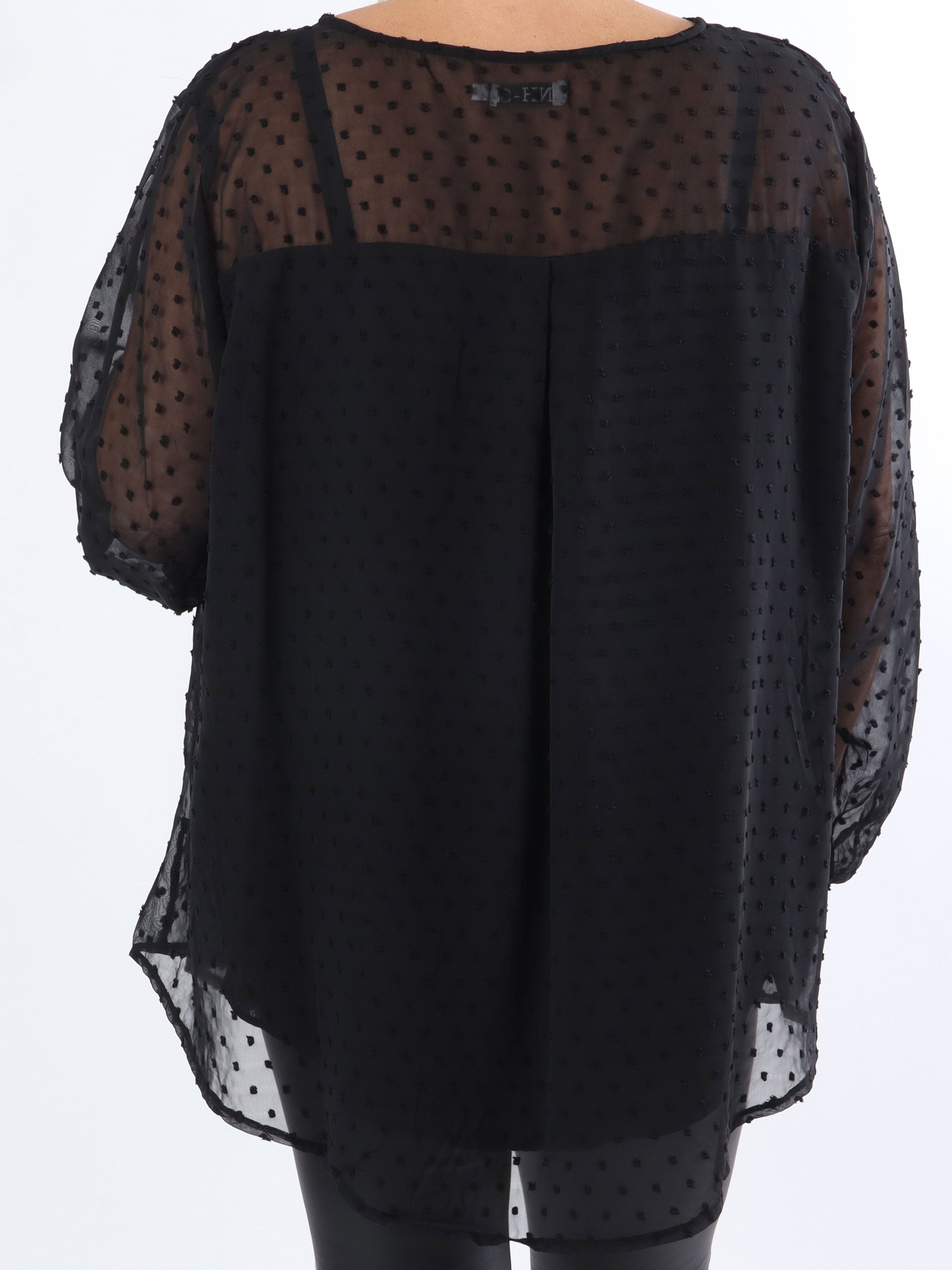 Vittoria - Söt tunika med broderier och prickigt tyg