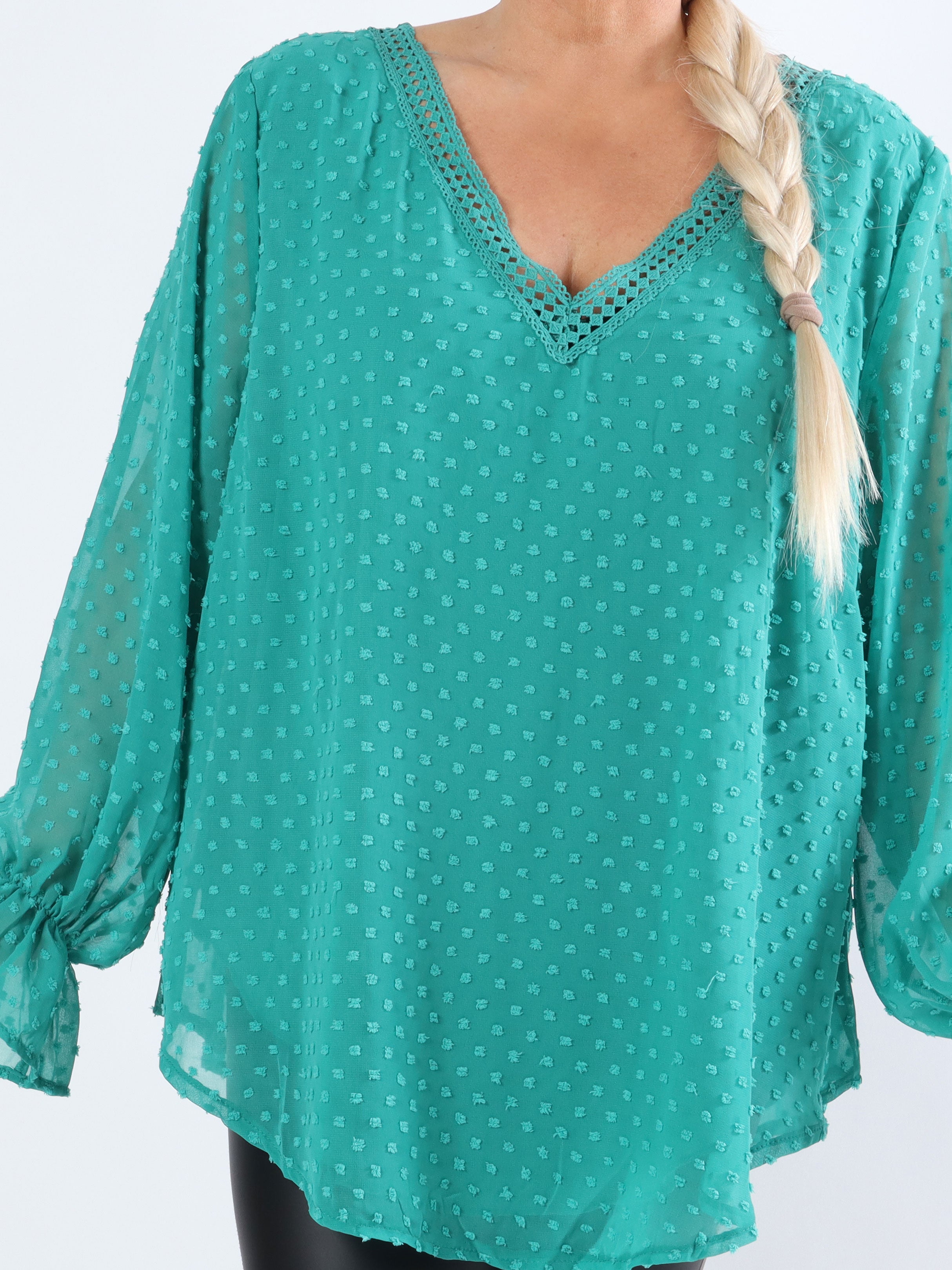 Vittoria - Söt tunika med broderier och prickigt tyg