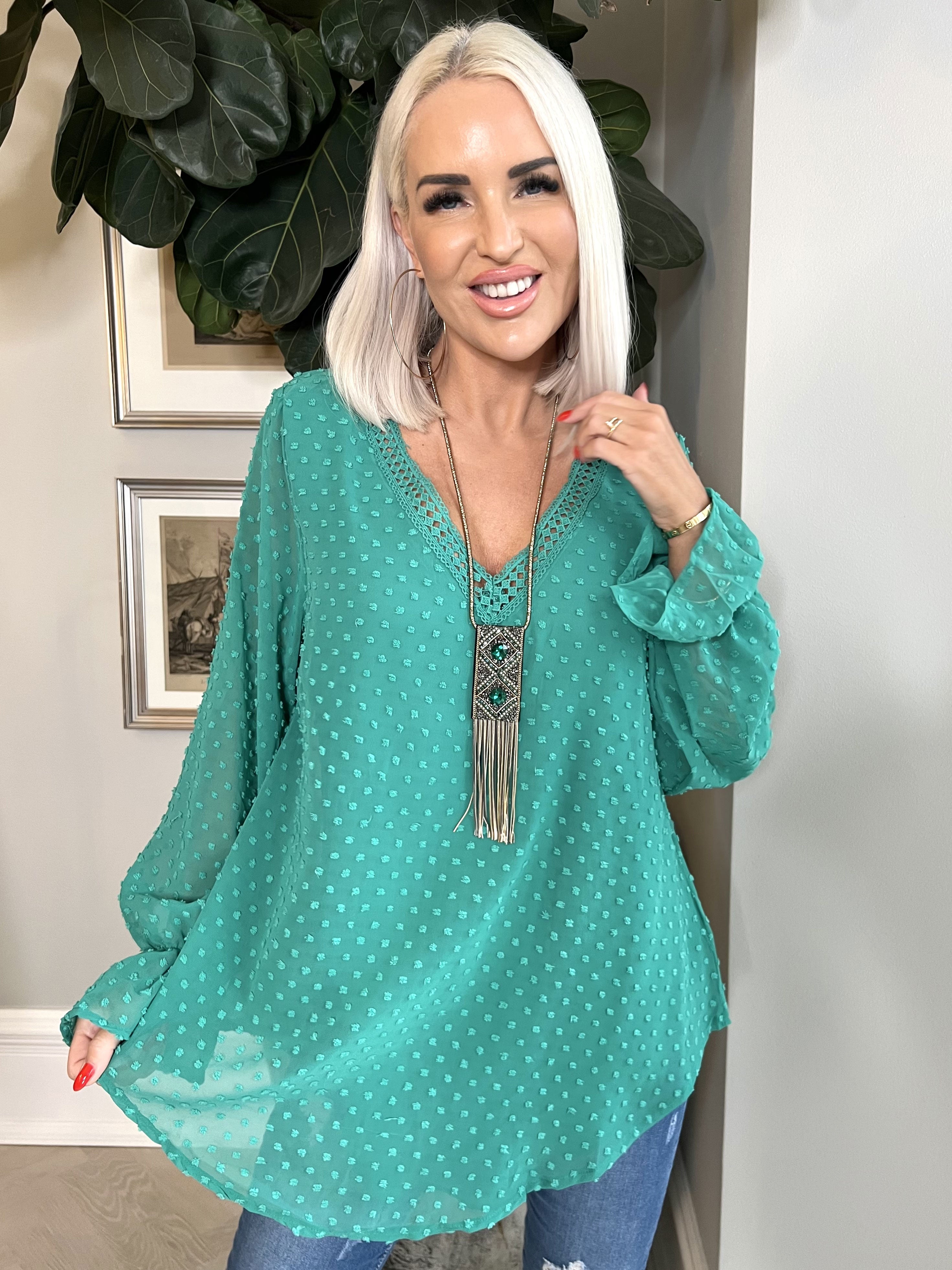 Vittoria - Söt tunika med broderier och prickigt tyg - Black