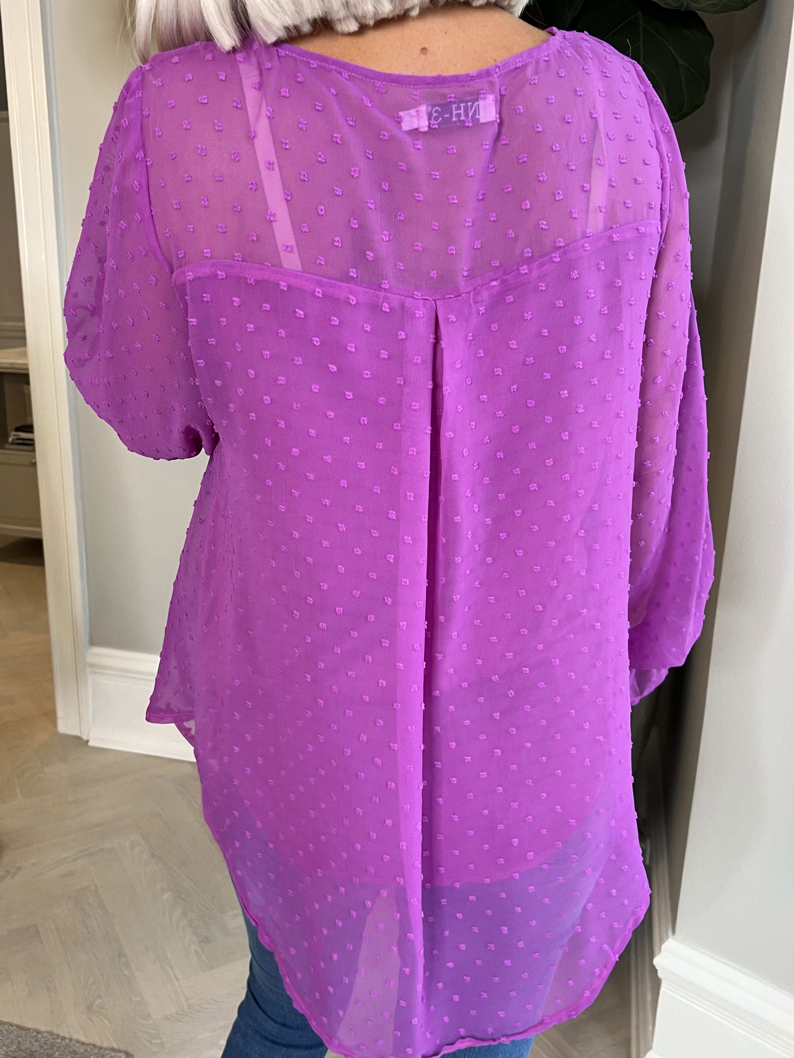 Vittoria - Söt tunika med broderier och prickigt tyg - Black