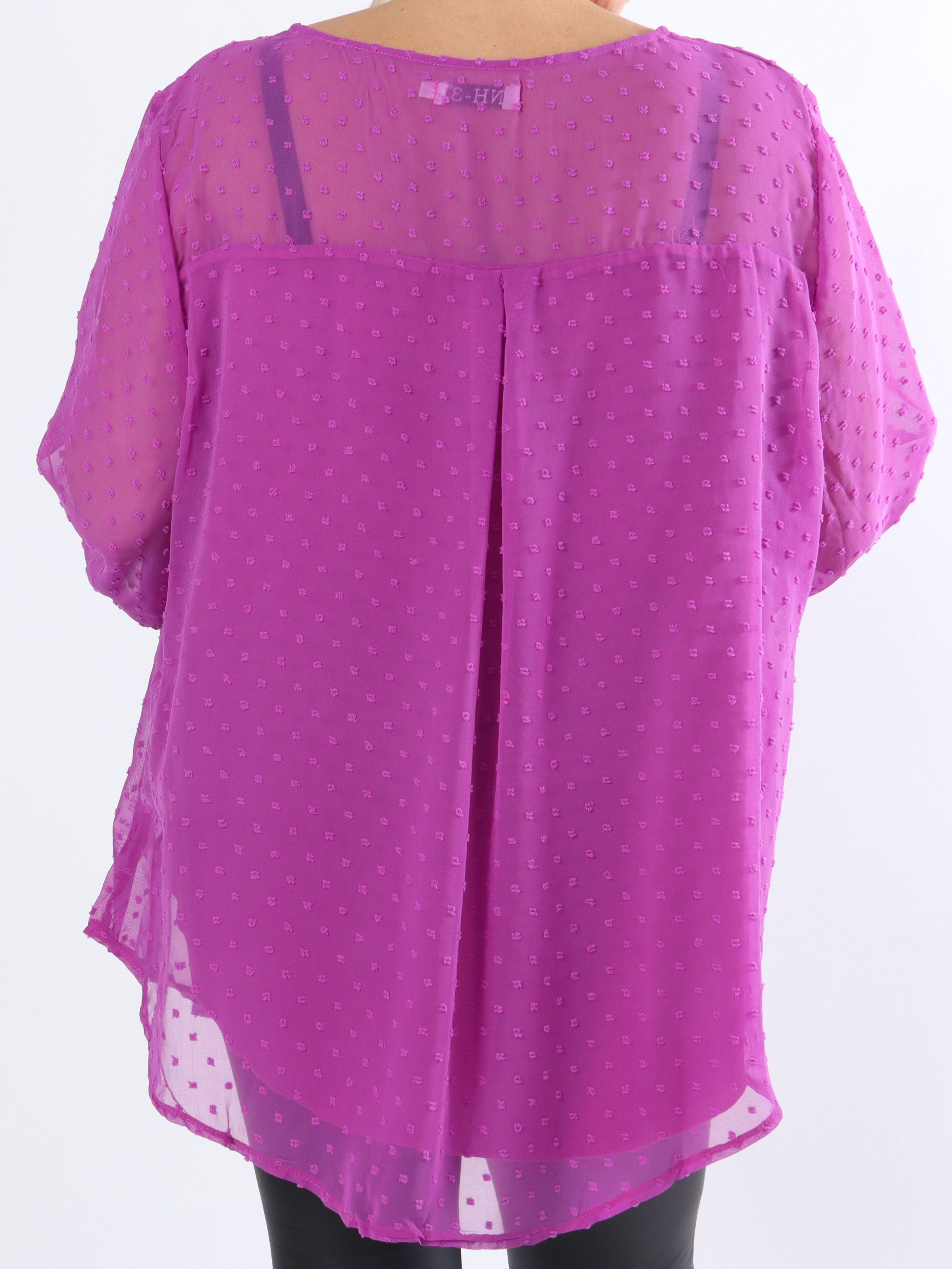 Vittoria - Söt tunika med broderier och prickigt tyg