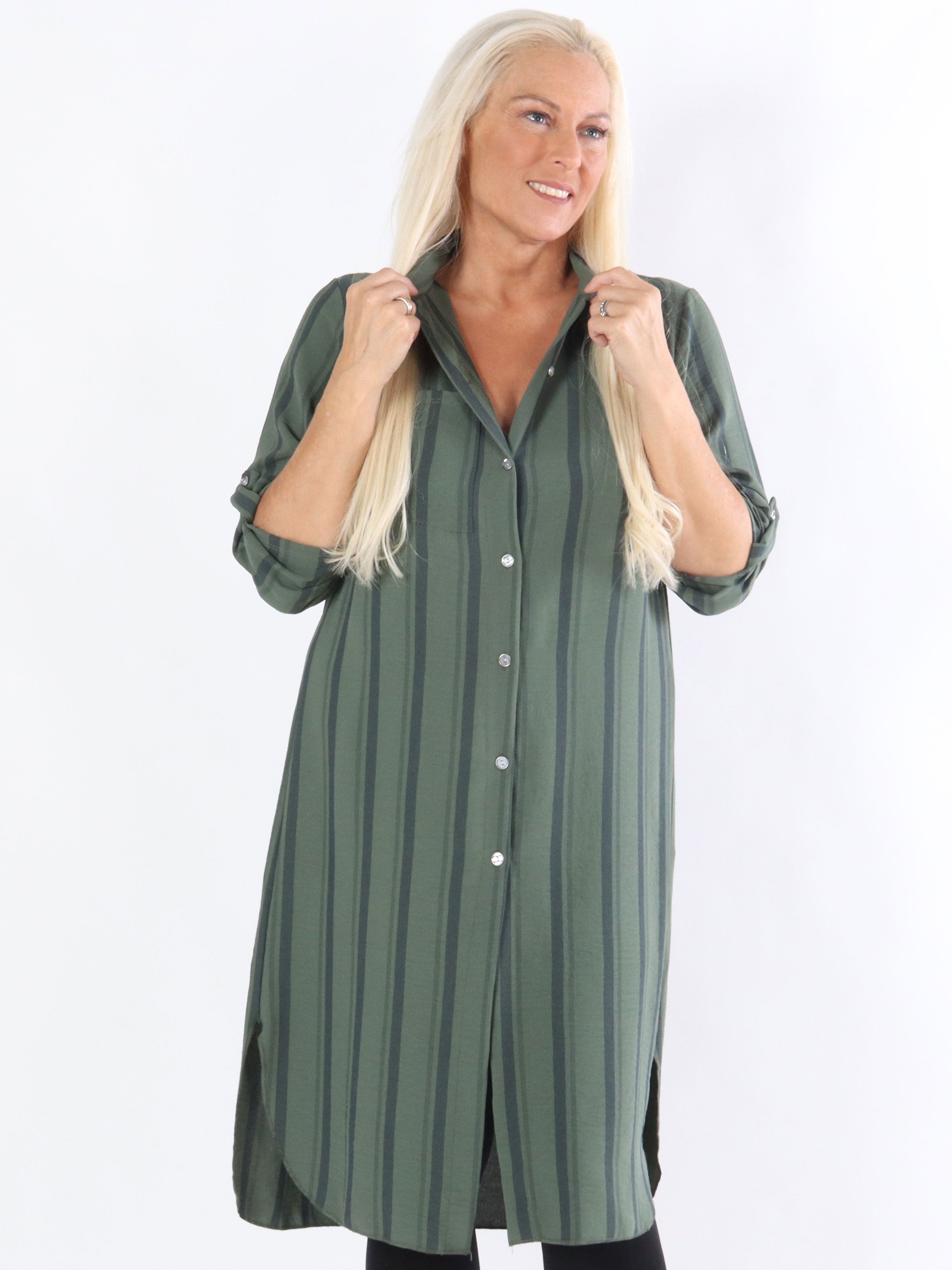 Yara - Armégrön randig skjorta