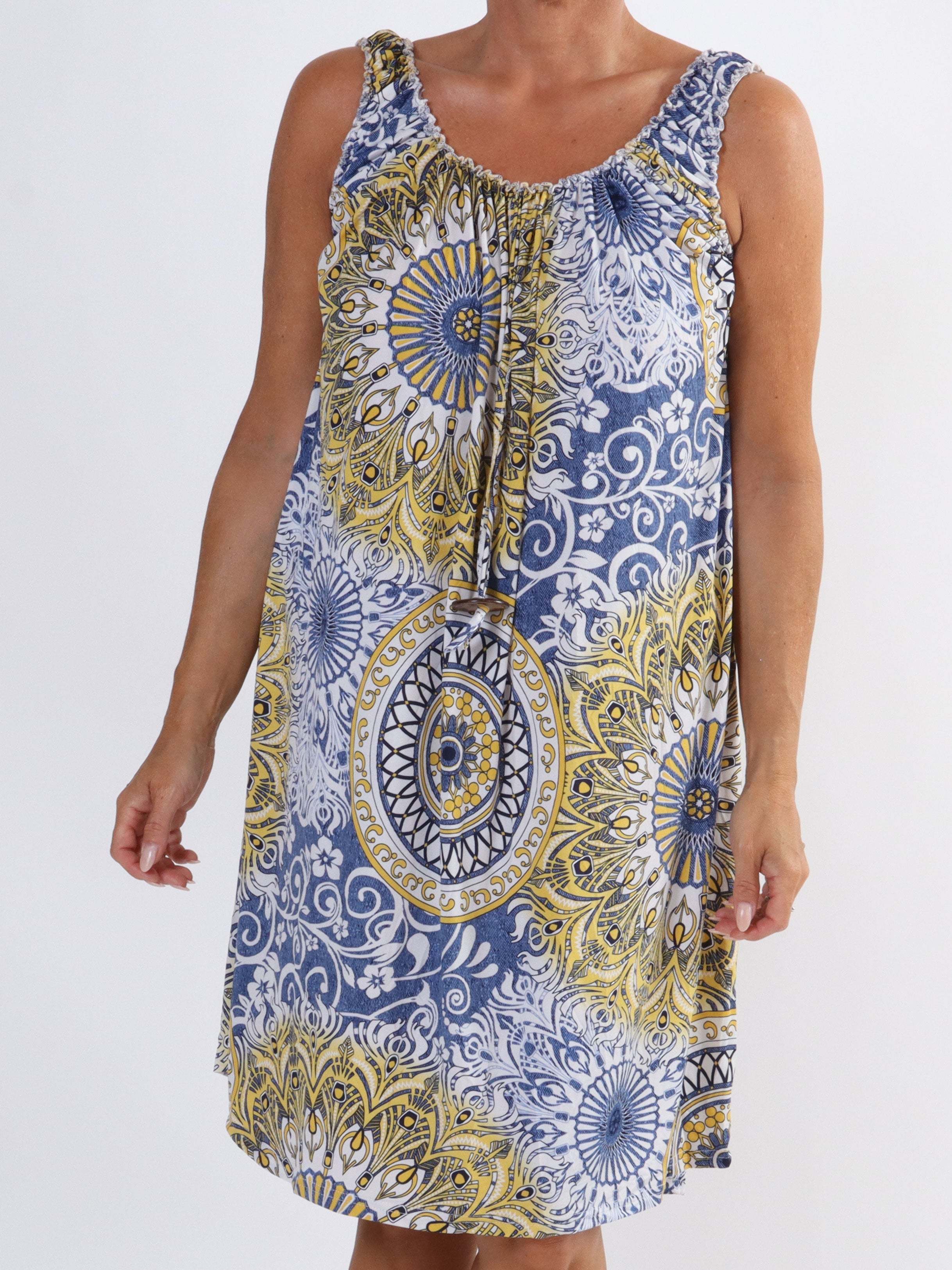 Zion - Mönstrad klänning i stretchmaterial för stora storlekar