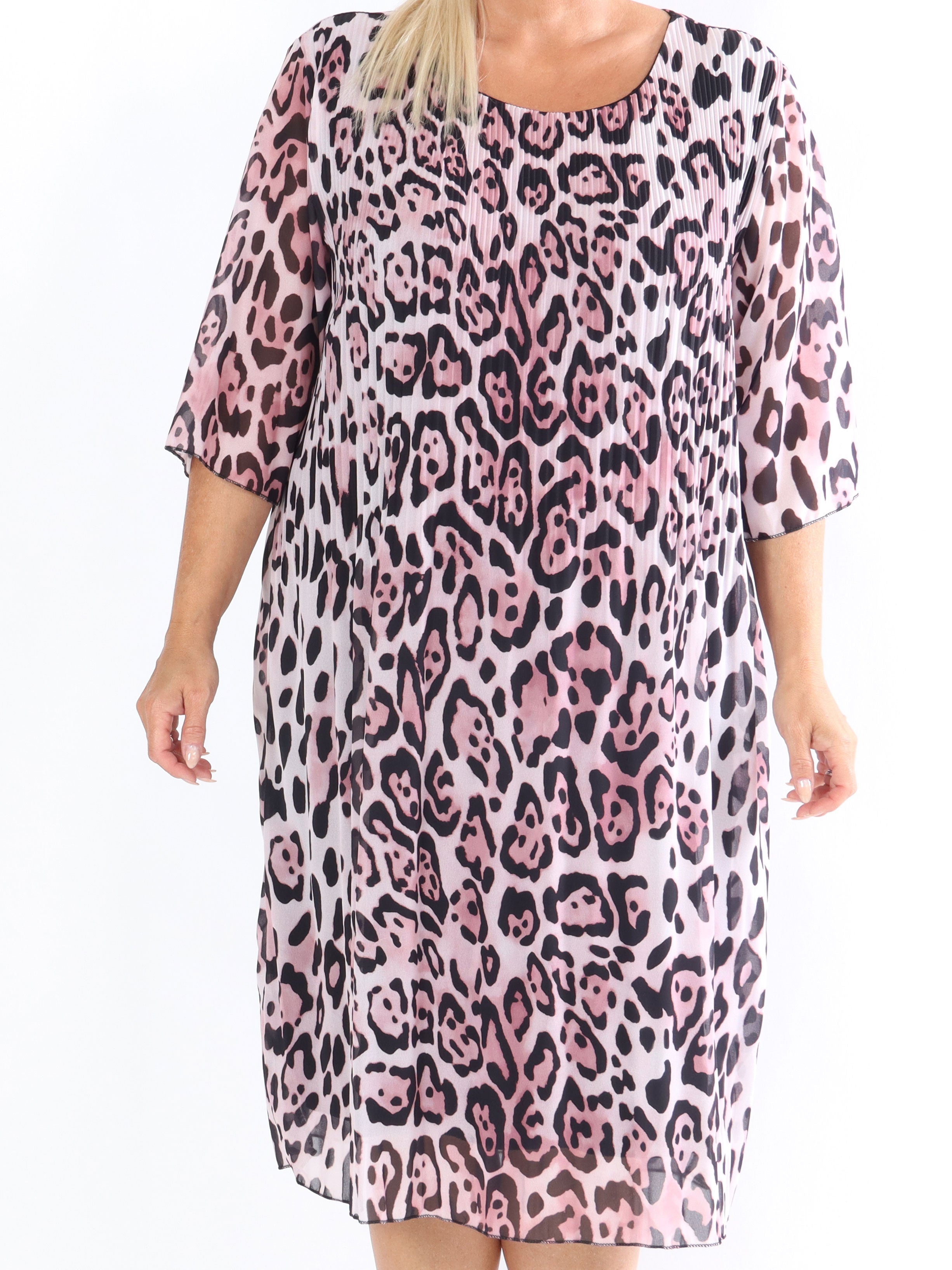 Zion Leo - Plisserad klänning med leopardmönster